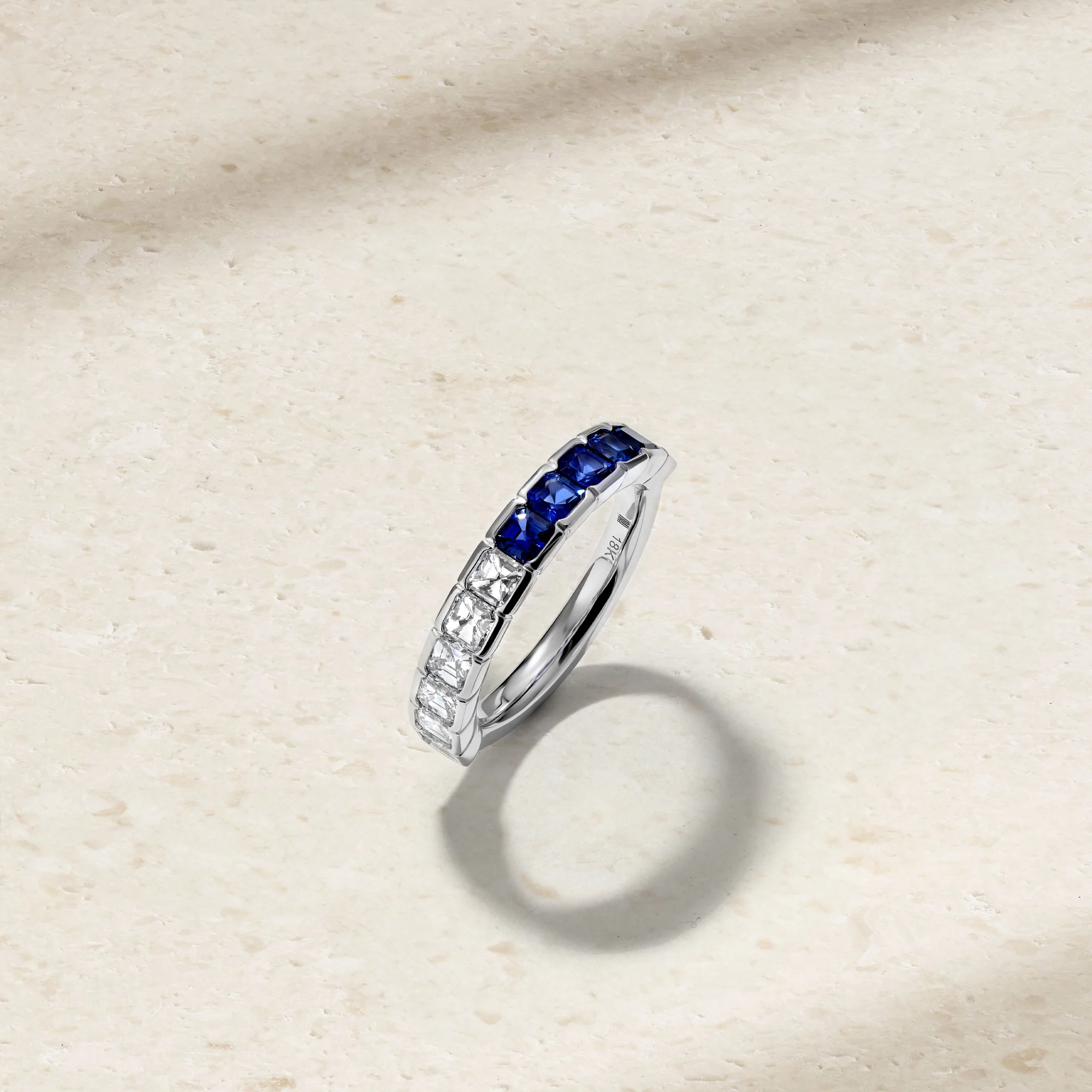 Asscher Cut Half and Half Sapphire and Diamond Band - Image 5