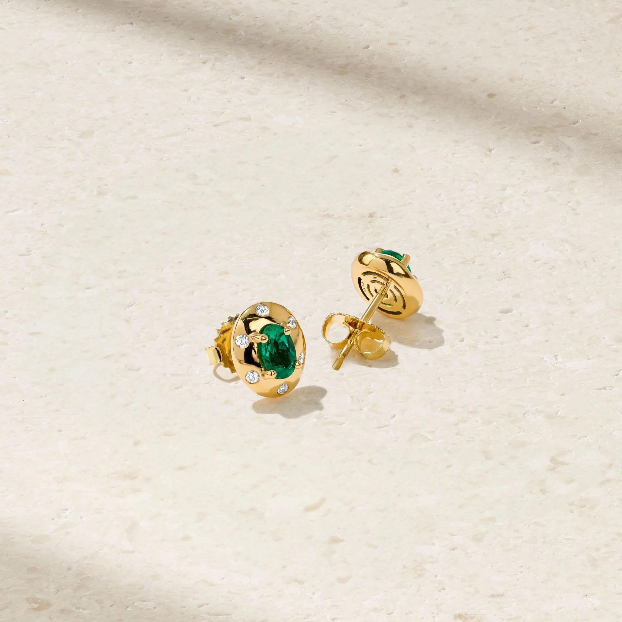 Aurum Oval Emerald Stud Earrings - Image 3