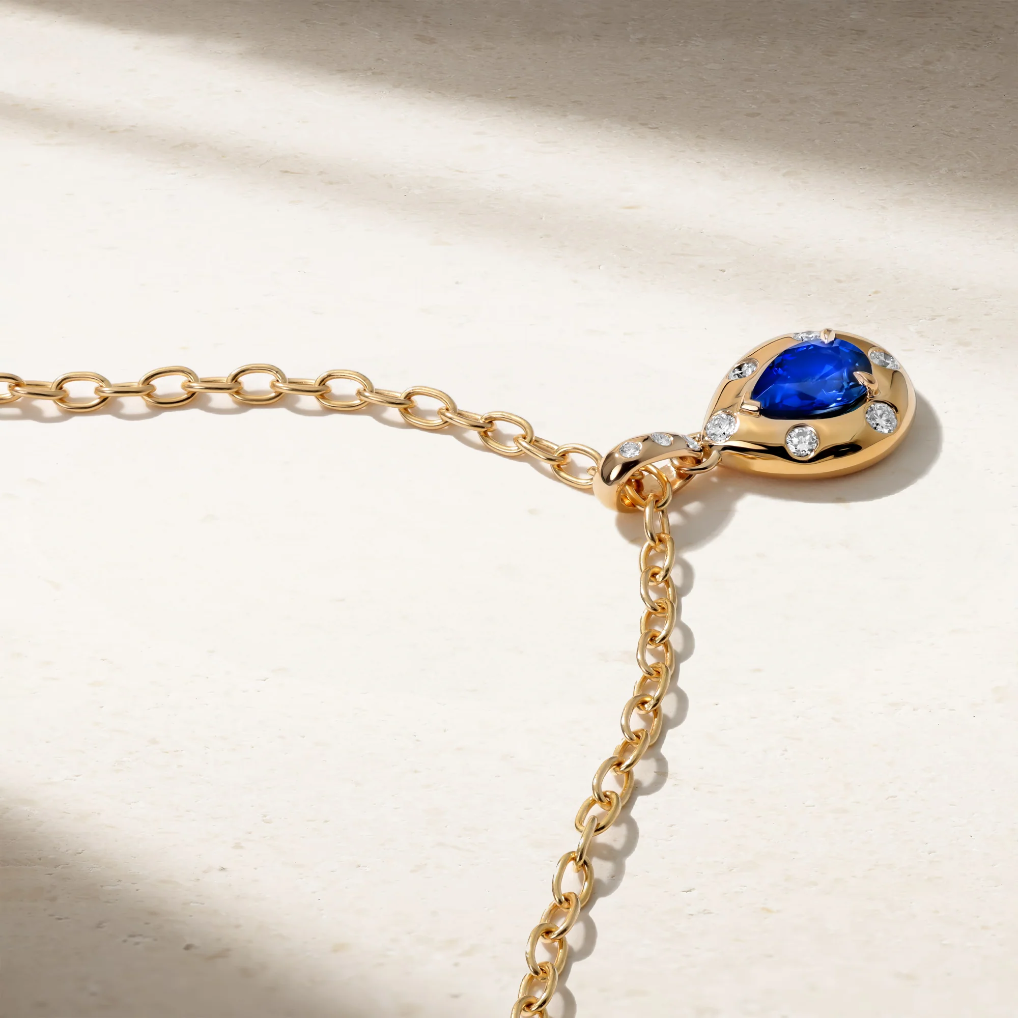 Aurum Pear Shape Sapphire Pendant - Image 2
