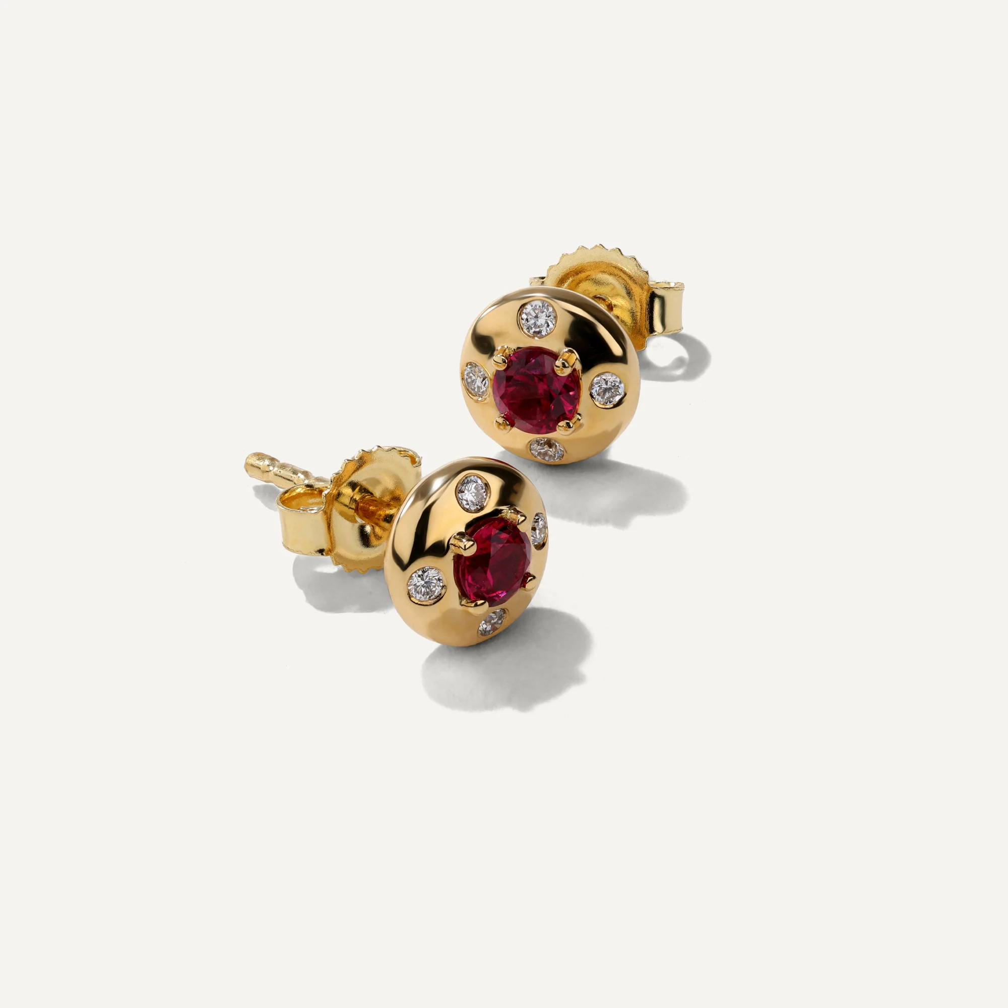 Aurum Petite Round Ruby Stud Earrings - Image 2