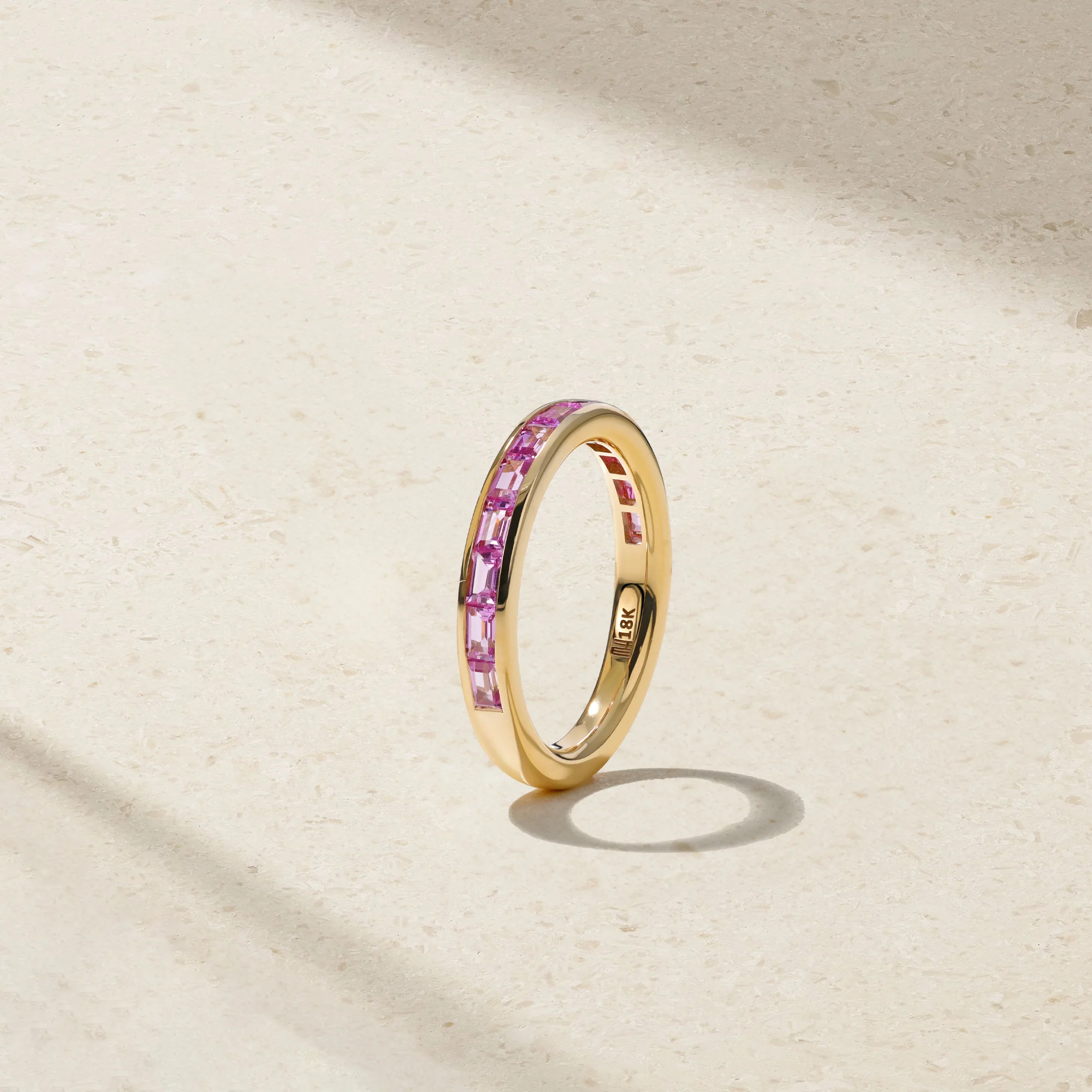 Baguette Pink Sapphire Thread Ring - Image 2