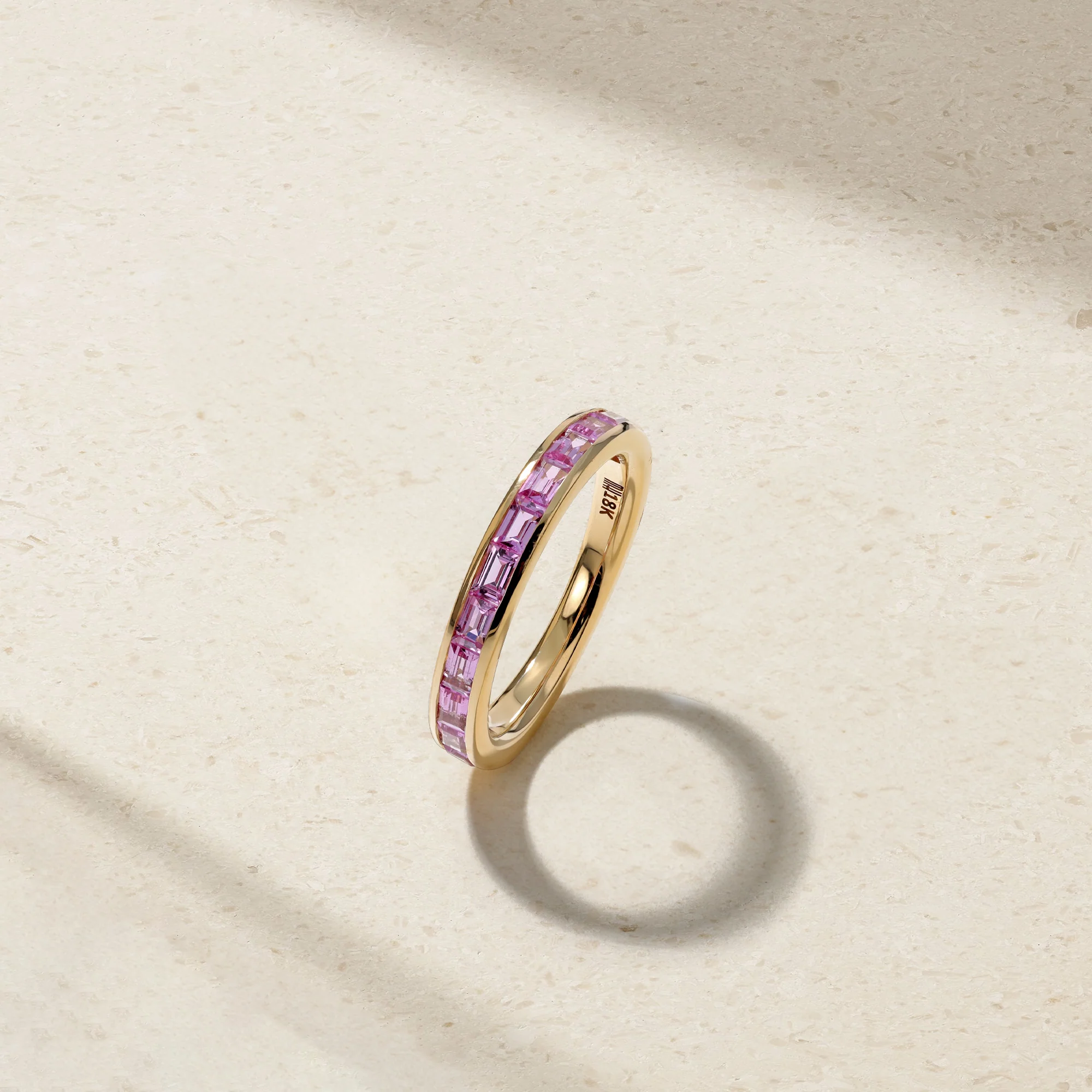 Baguette Pink Sapphire Thread Ring - Image 3