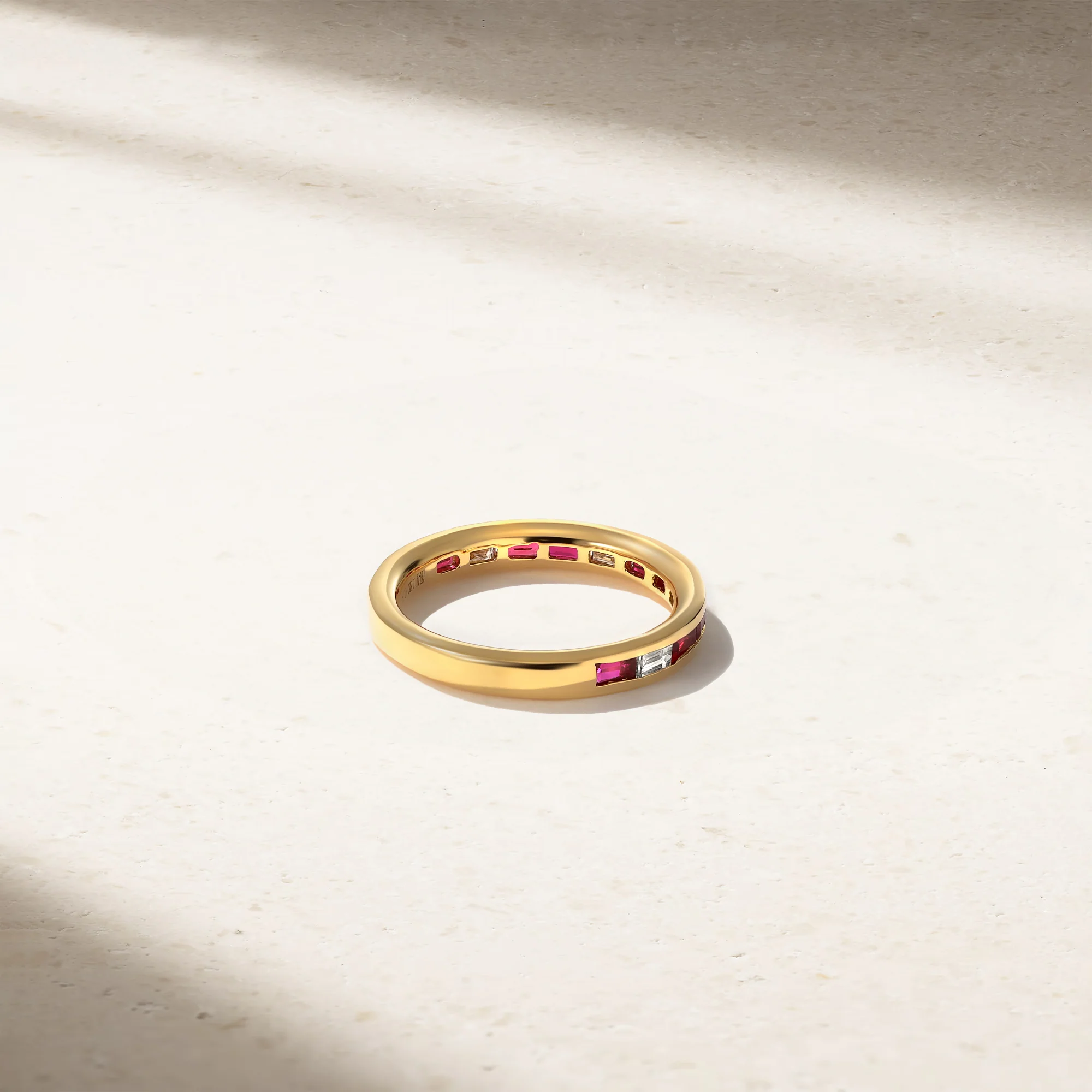 Baguette Ruby and Diamond Thread Ring - Image 4