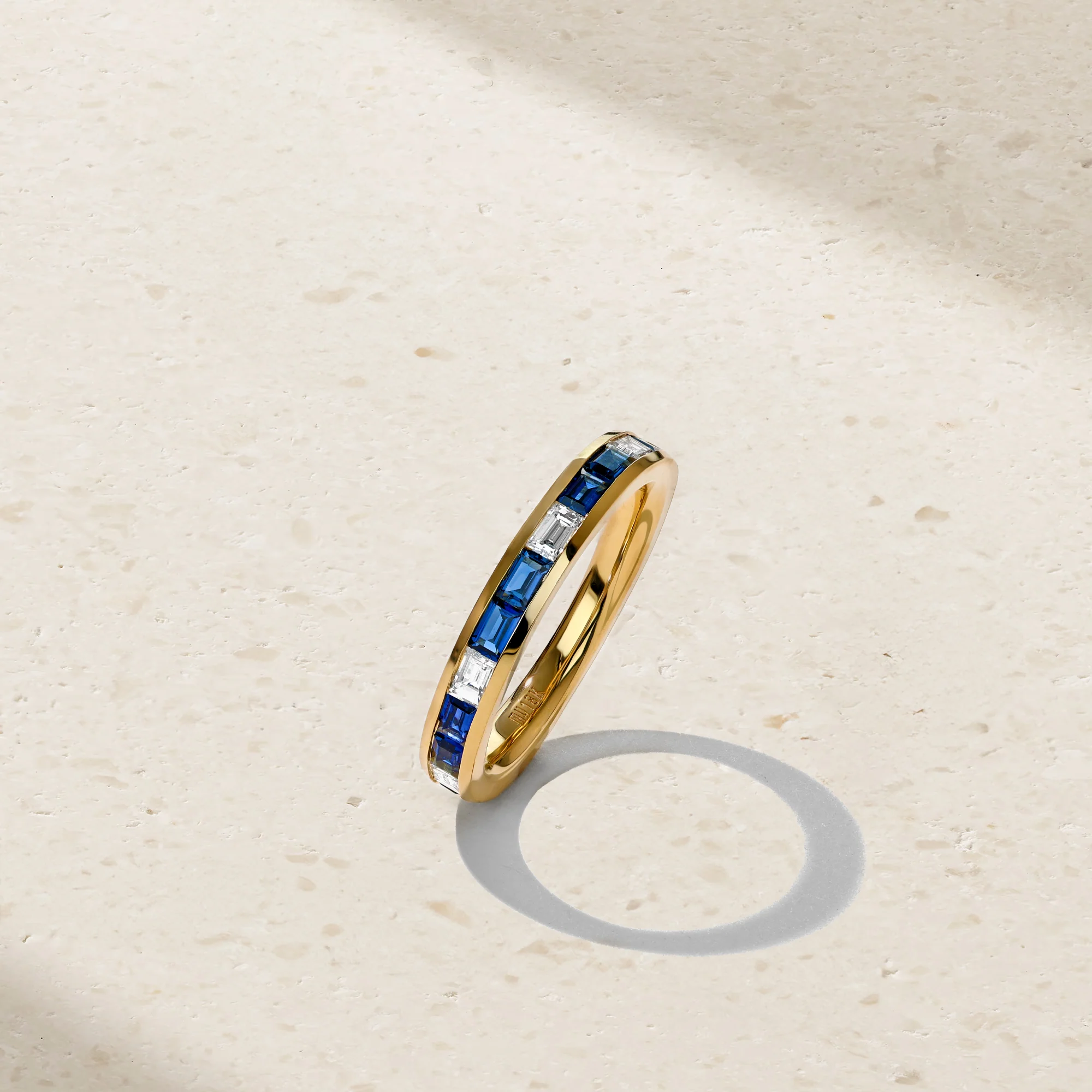 Baguette Sapphire and Diamond Thread Ring - Image 3