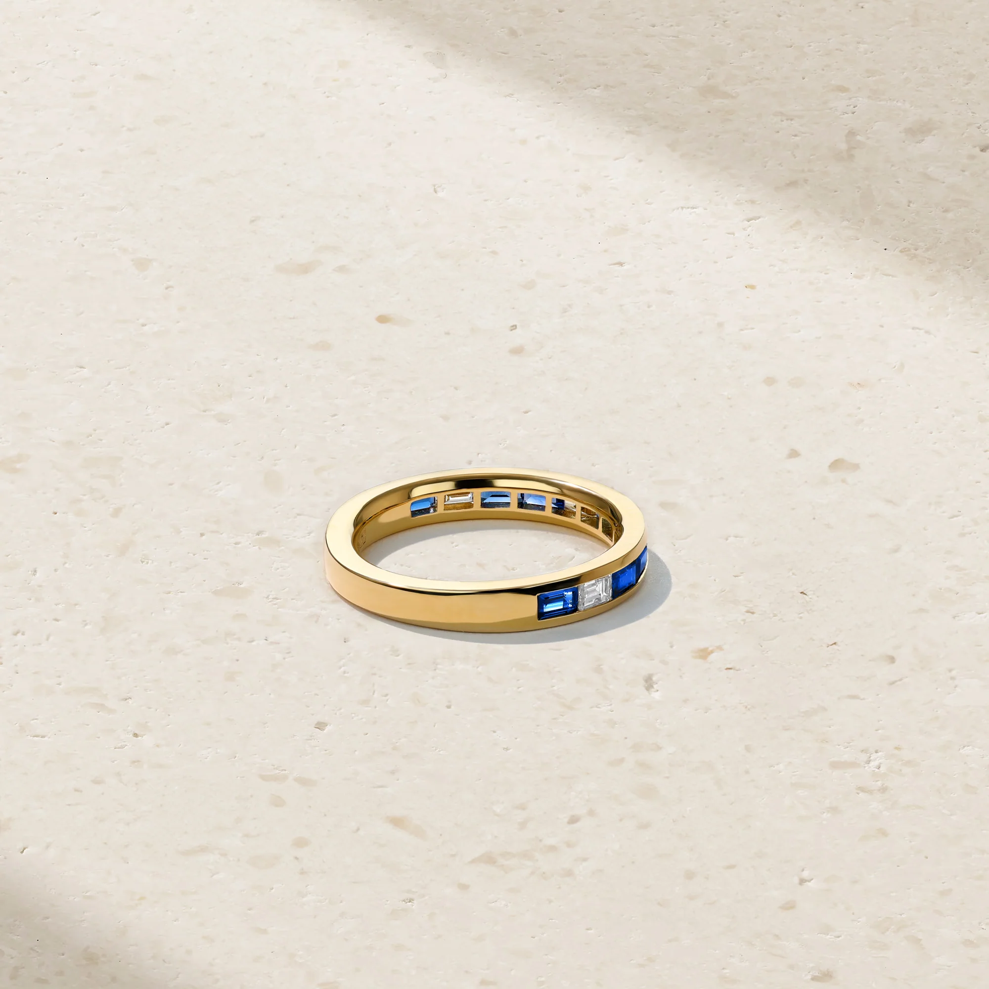 Baguette Sapphire and Diamond Thread Ring - Image 4