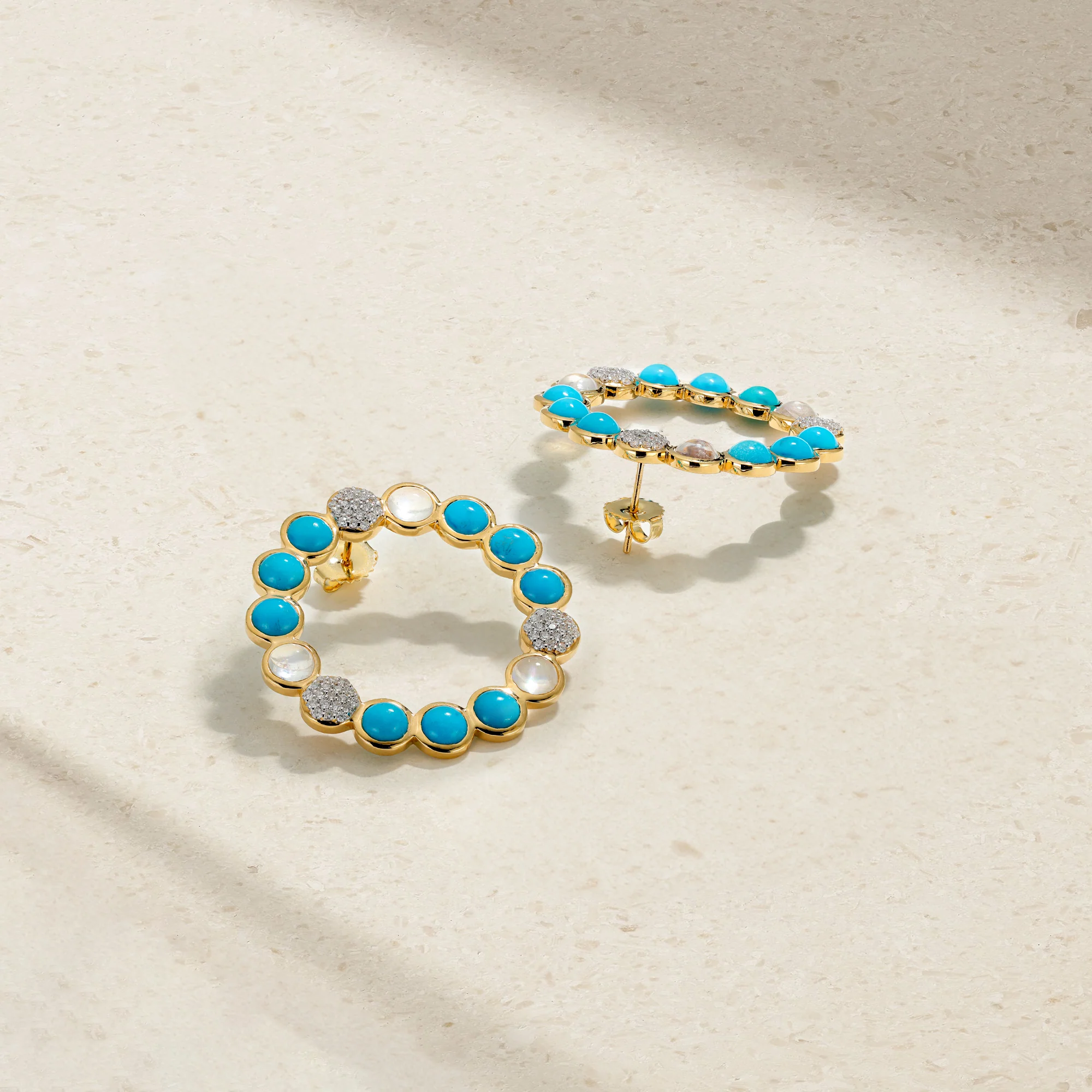 Bubble Turquoise and Diamond Earrings - Image 3