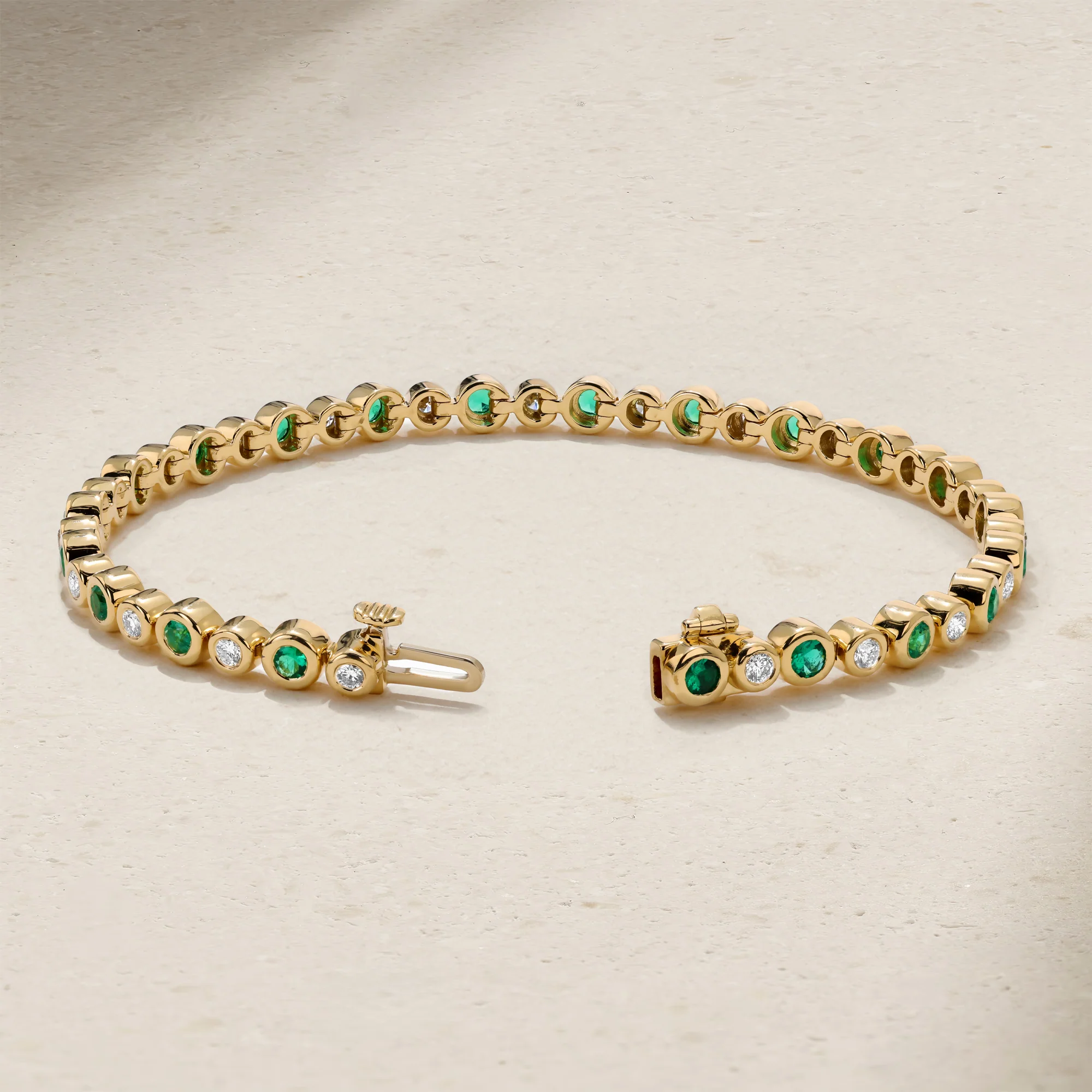 Bubbly Classic Emerald and Diamond Tennis Bracelet - Image 3