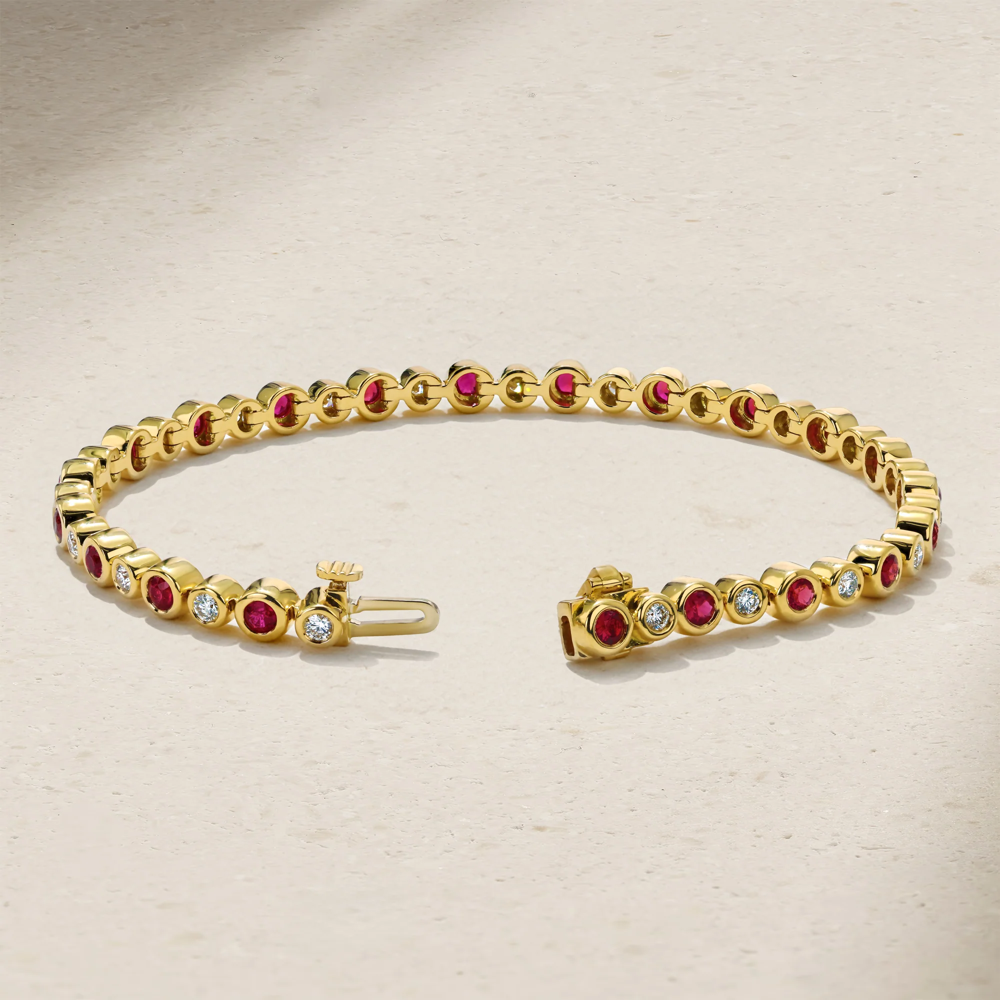 Bubbly Classic Ruby and Diamond Tennis Bracelet - Image 3