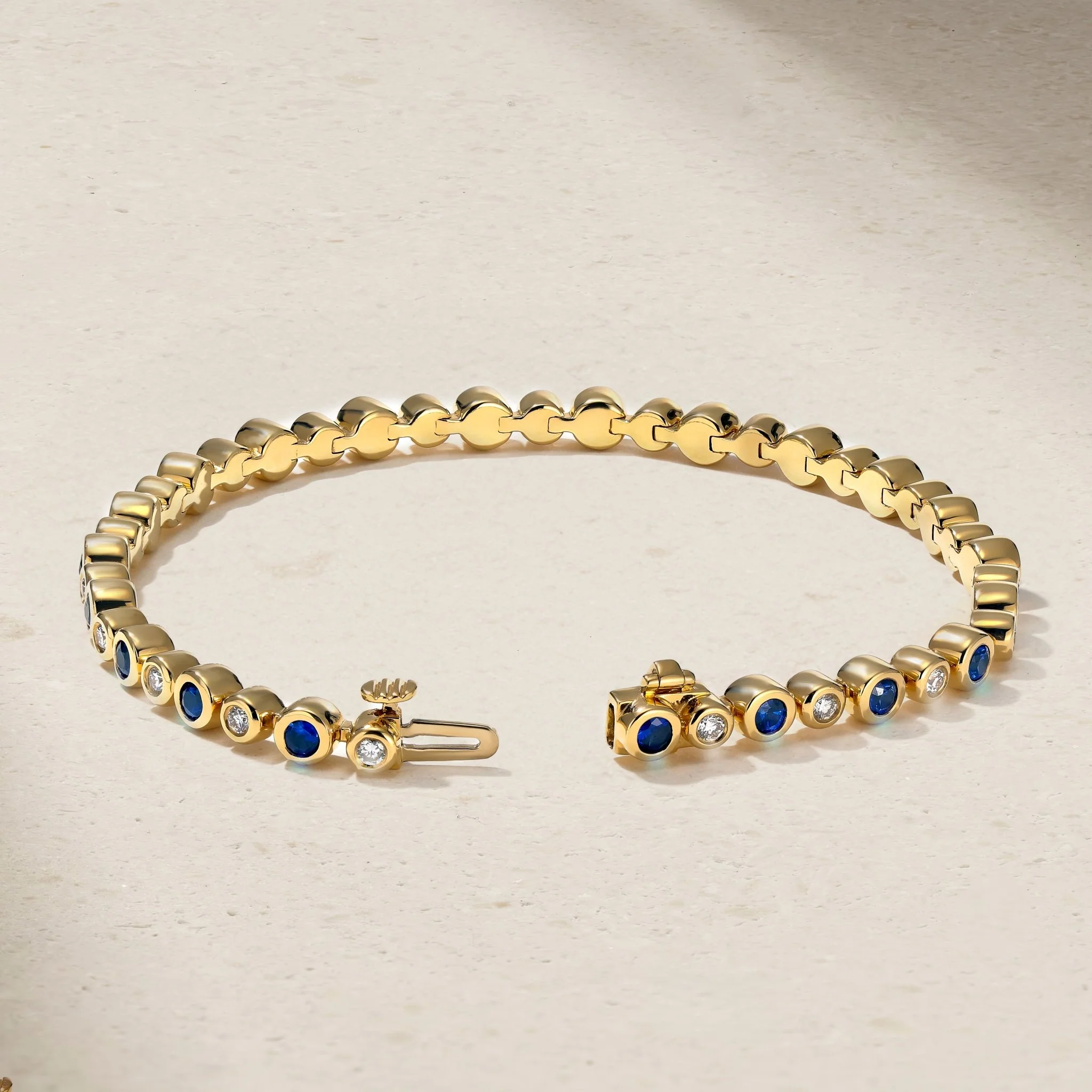 Bubbly Classic Sapphire and Diamond Tennis Bracelet - Image 4