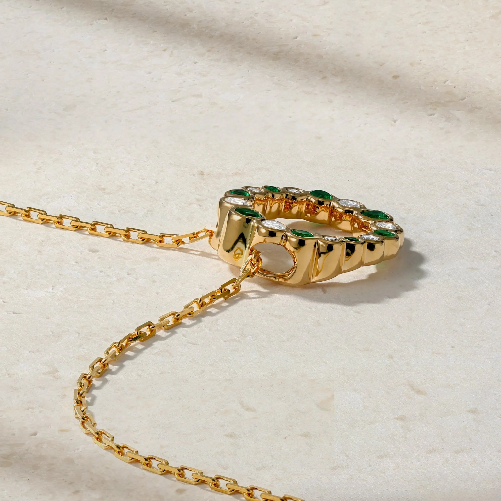 Bubbly Continuity Emerald and Diamond Pendant - Image 3
