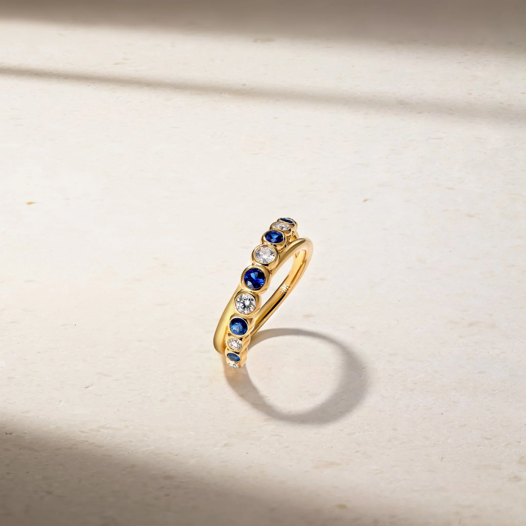 Bubbly Crossover Sapphire and Diamond Ring - Image 2