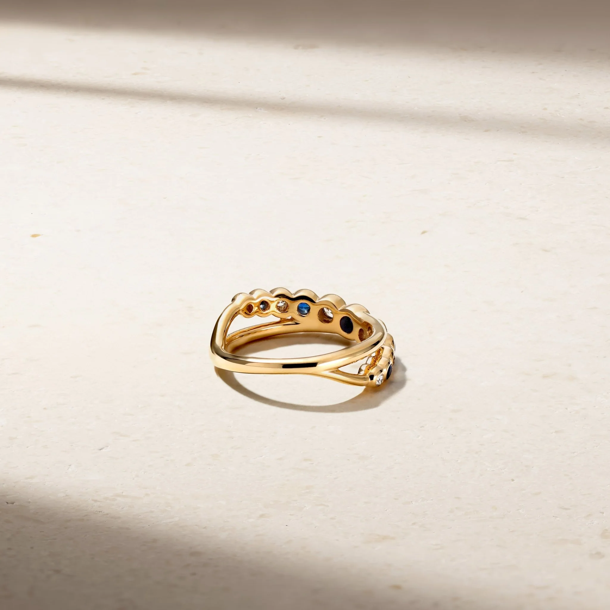 Bubbly Crossover Sapphire and Diamond Ring - Image 3