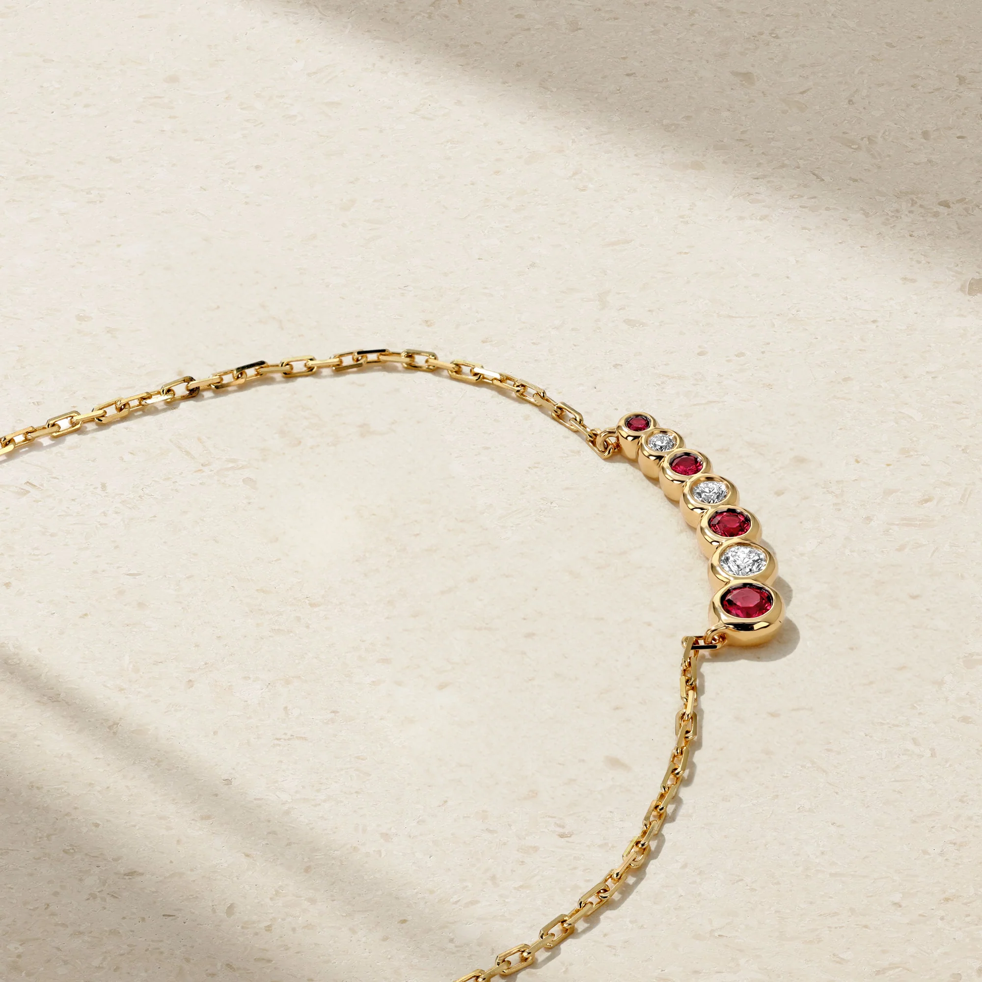 Bubbly Curved Ruby and Diamond Necklace - Image 3