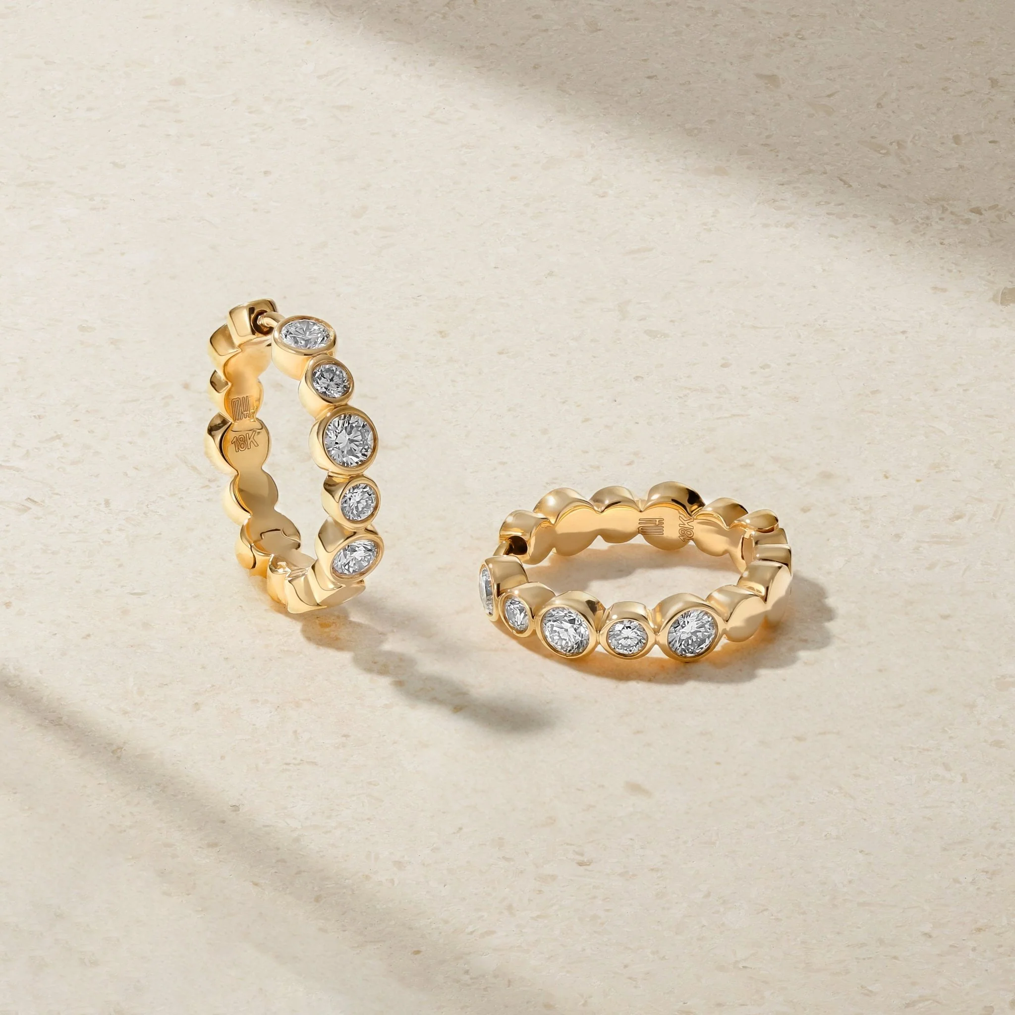 Bubbly Diamond Mini Hoop Earrings - Image 3