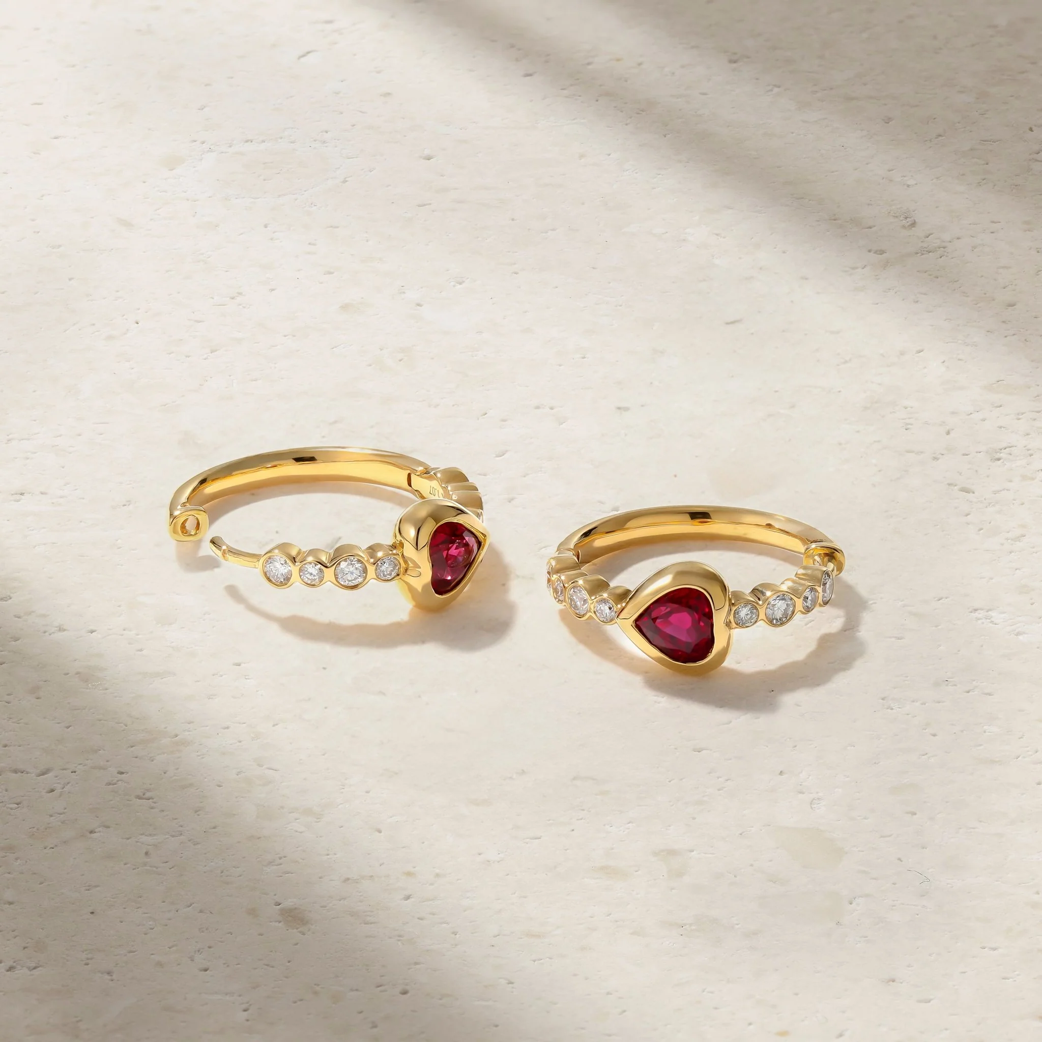 Bubbly Dilara Ruby and Diamond Mini Hoop Earrings - Image 3