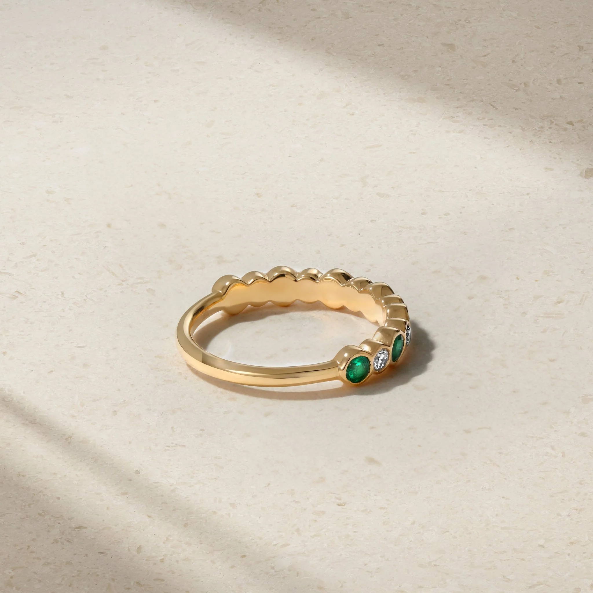 Bubbly Emerald and Diamond Ring - Image 3