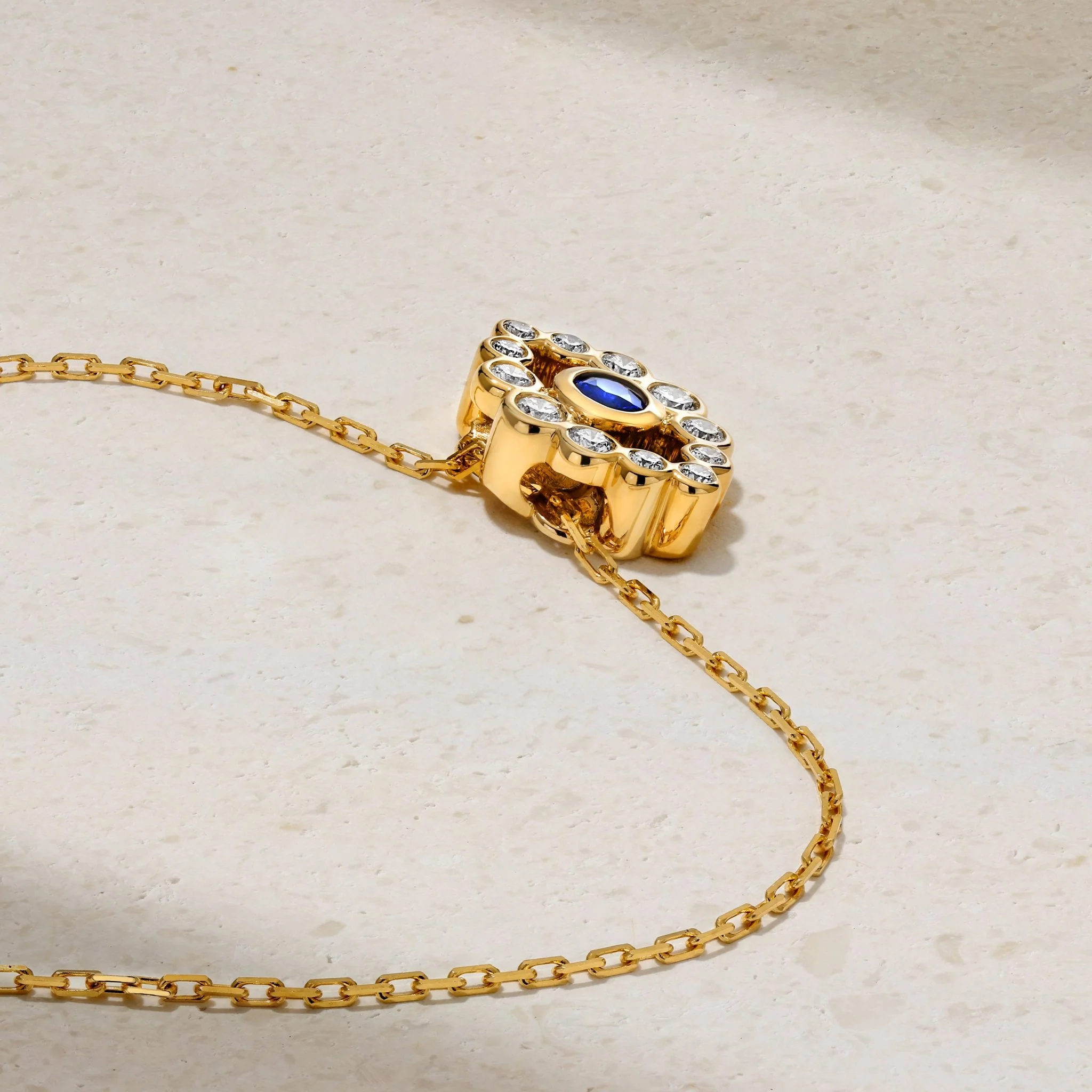 Bubbly Evil Eye Sapphire and Diamond Pendant - Image 3