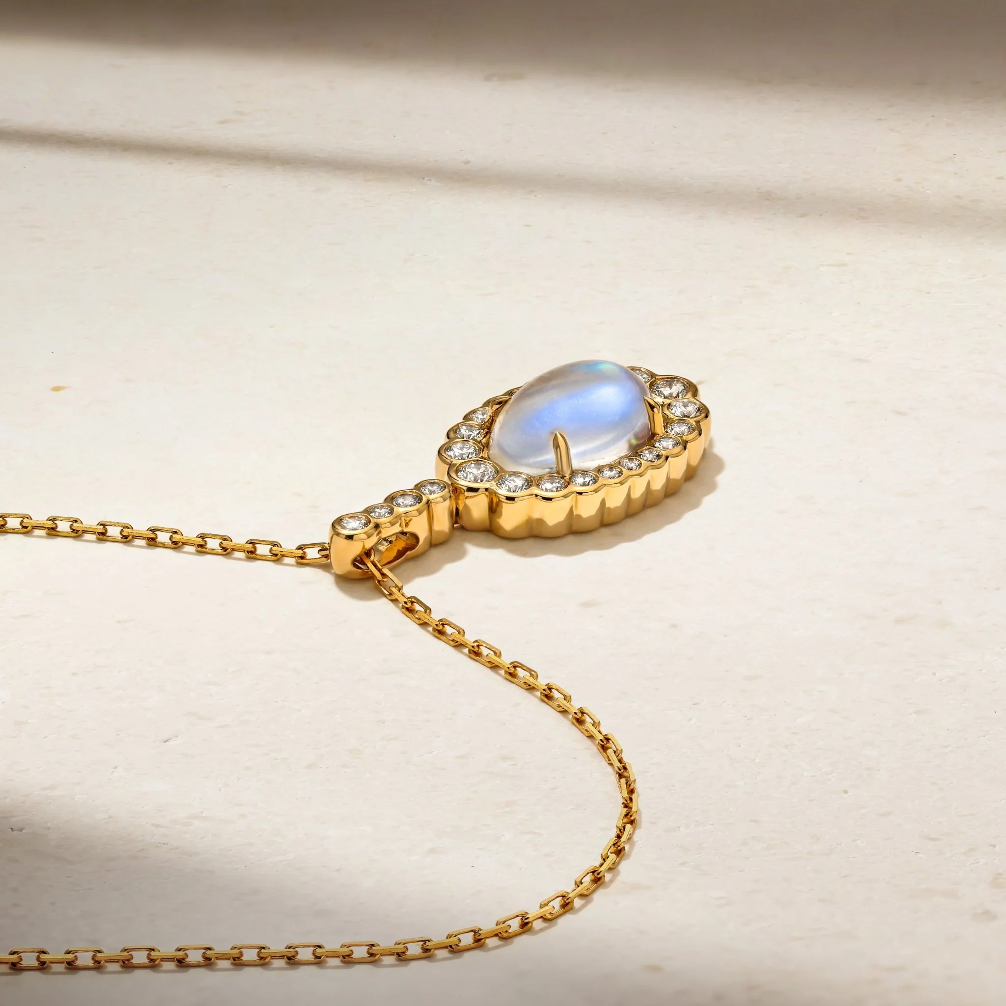 Bubbly One of a Kind Moonstone and Diamond Pendant - Image 3