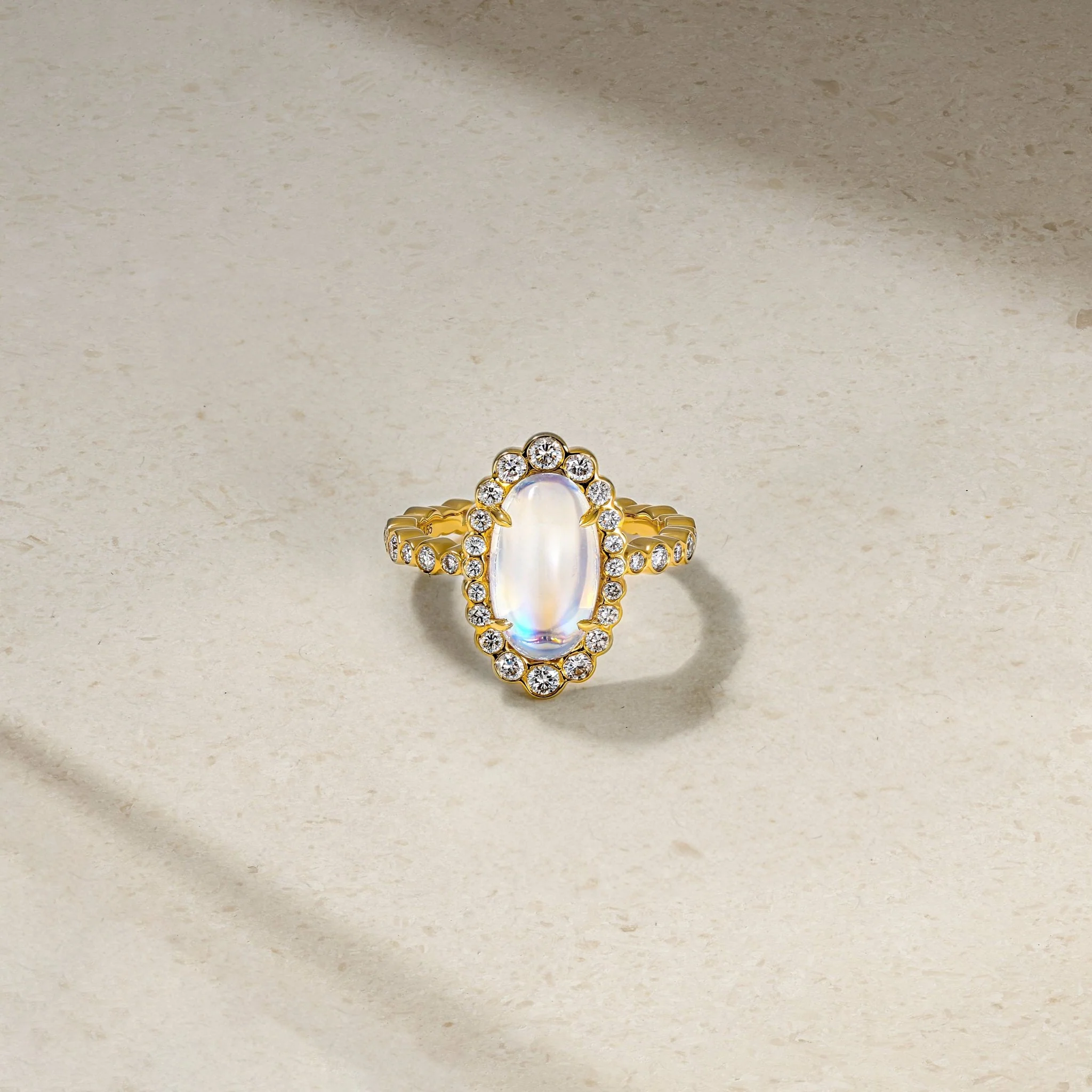 Bubbly One of a Kind Moonstone and Diamond Ring - Image 3