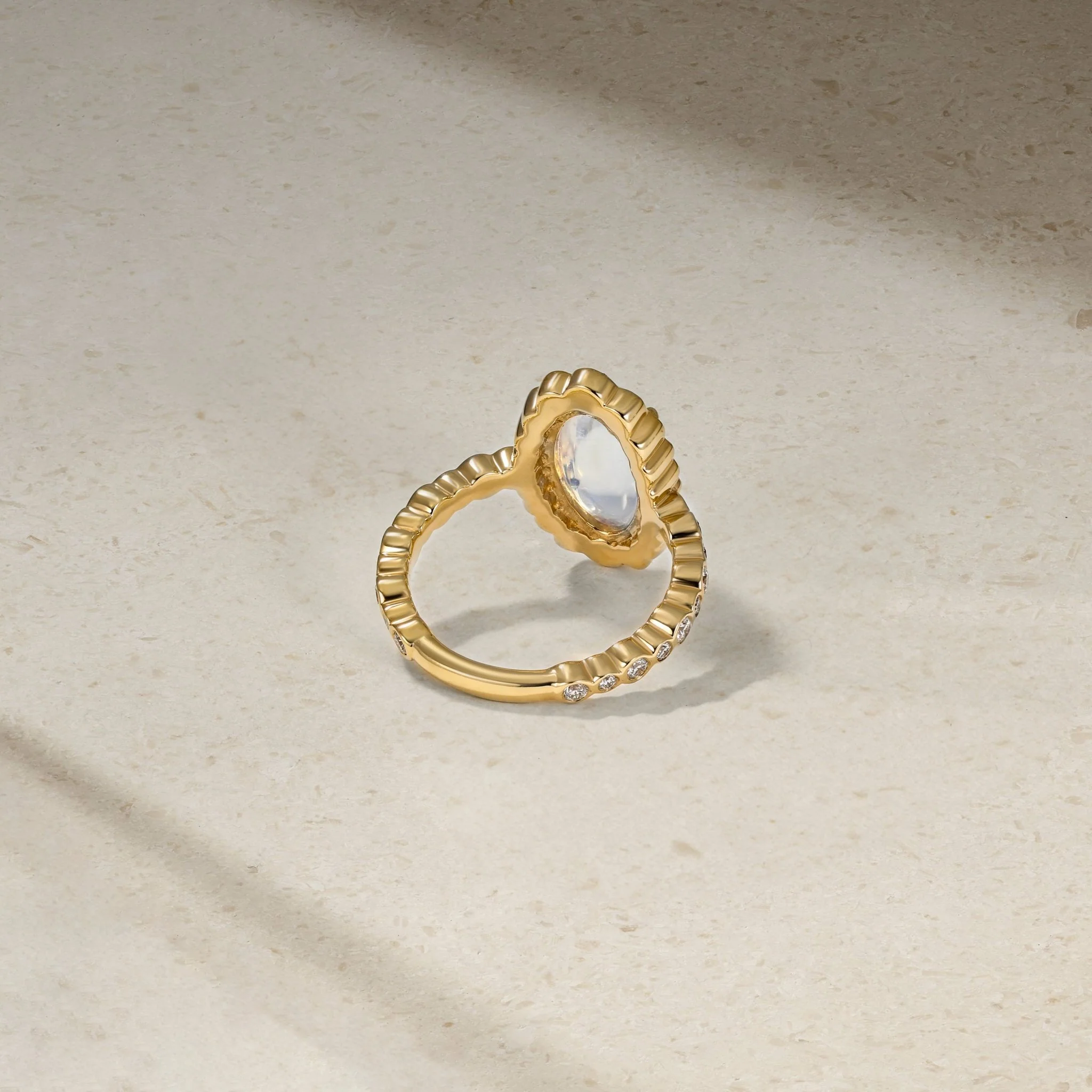 Bubbly One of a Kind Moonstone and Diamond Ring - Image 4