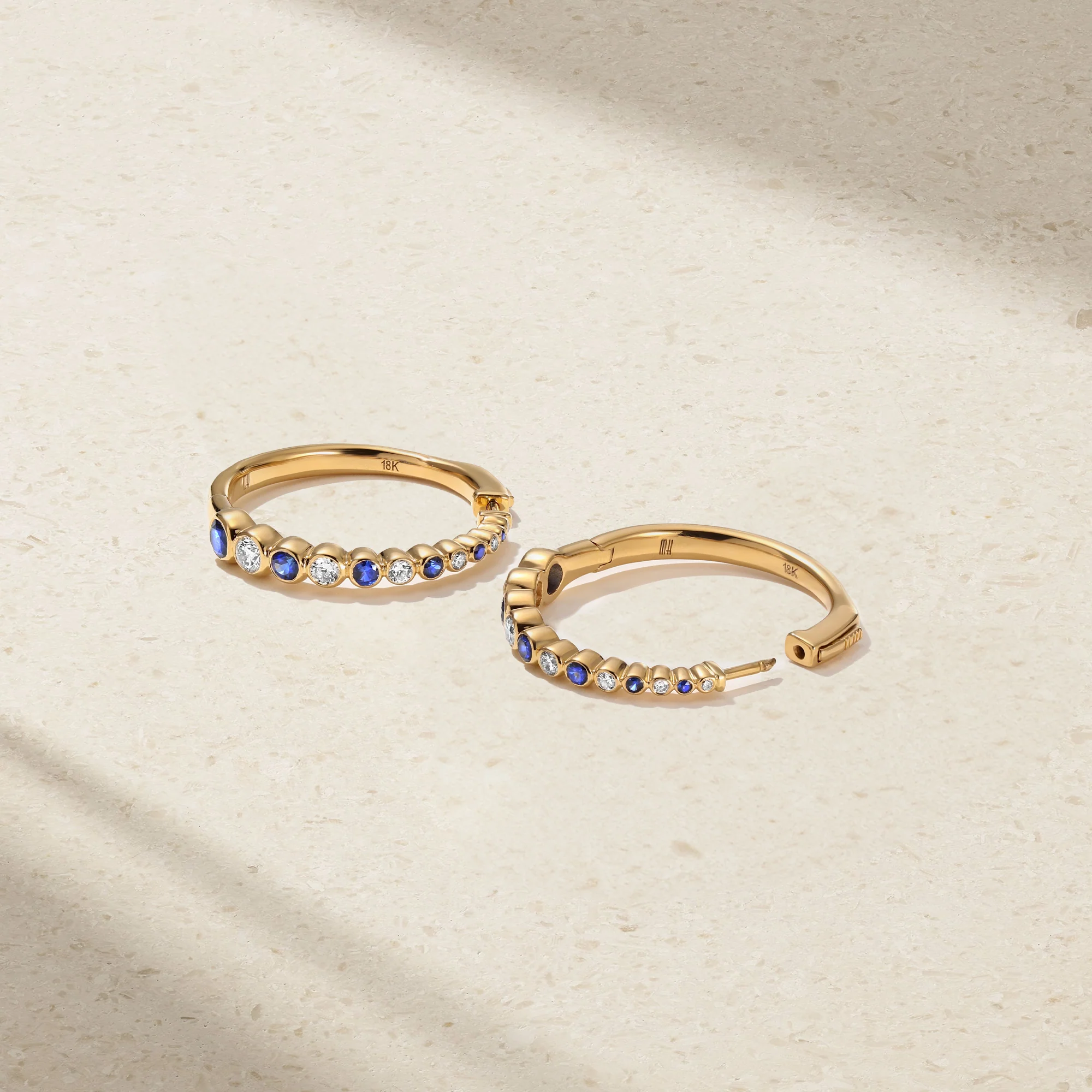 Bubbly Sapphire and Diamond Graduating Hoop Earrings - Image 3
