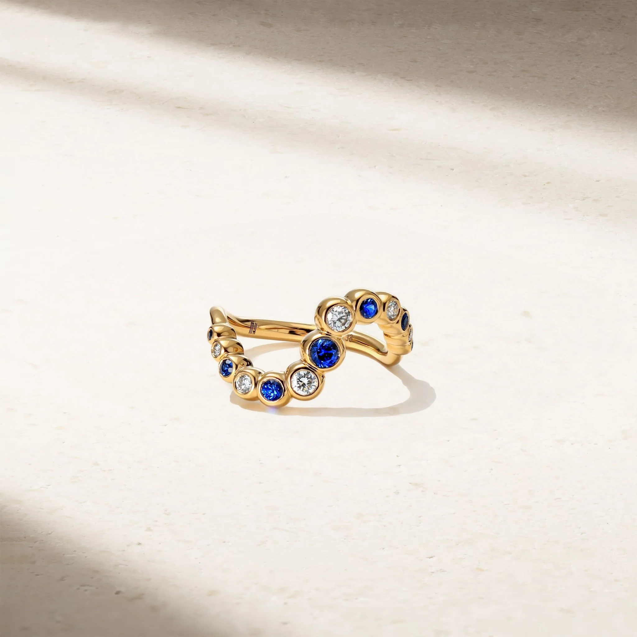Bubbly Wave Sapphire and Diamond Ring - Image 3
