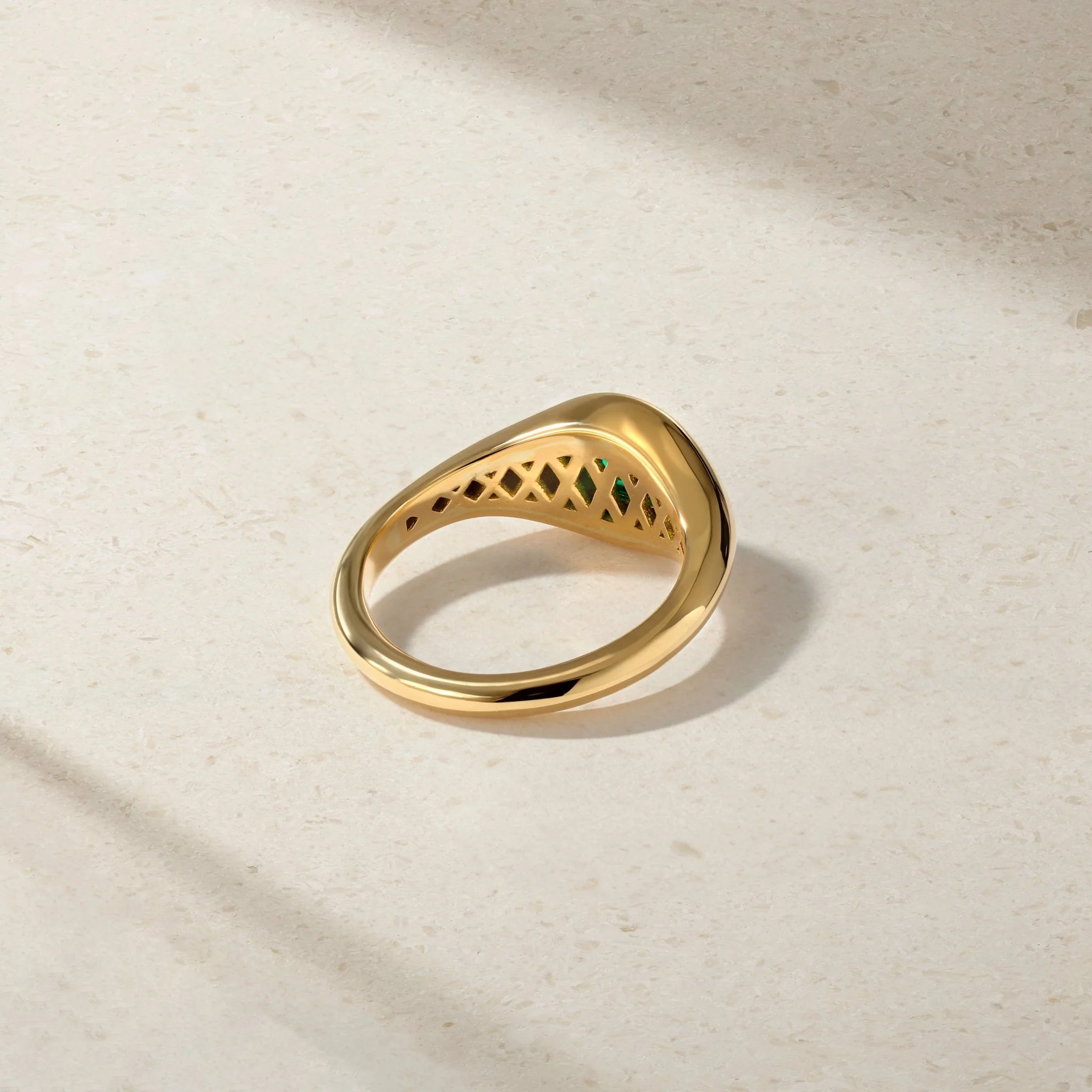 Chunky Slim Emerald Signet Ring - Image 3
