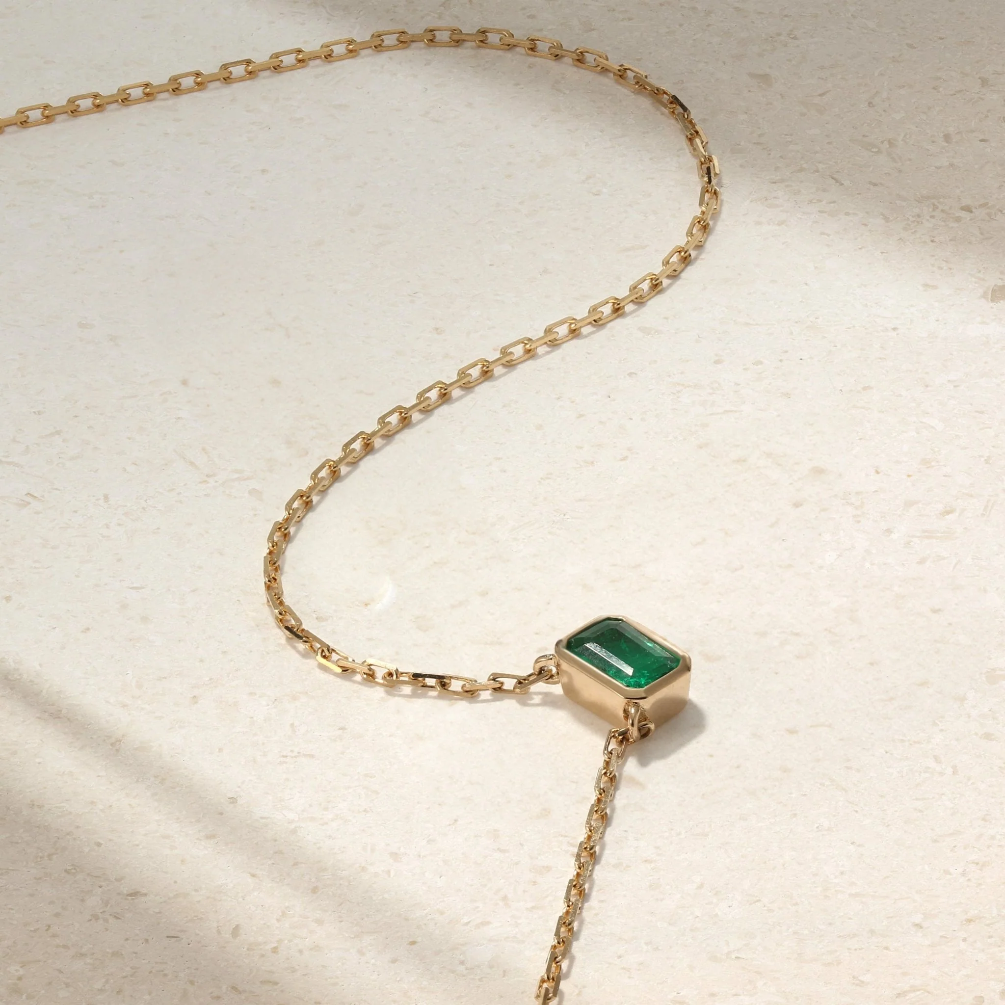 Classic Bezel Solitaire Emerald Necklace - Image 3