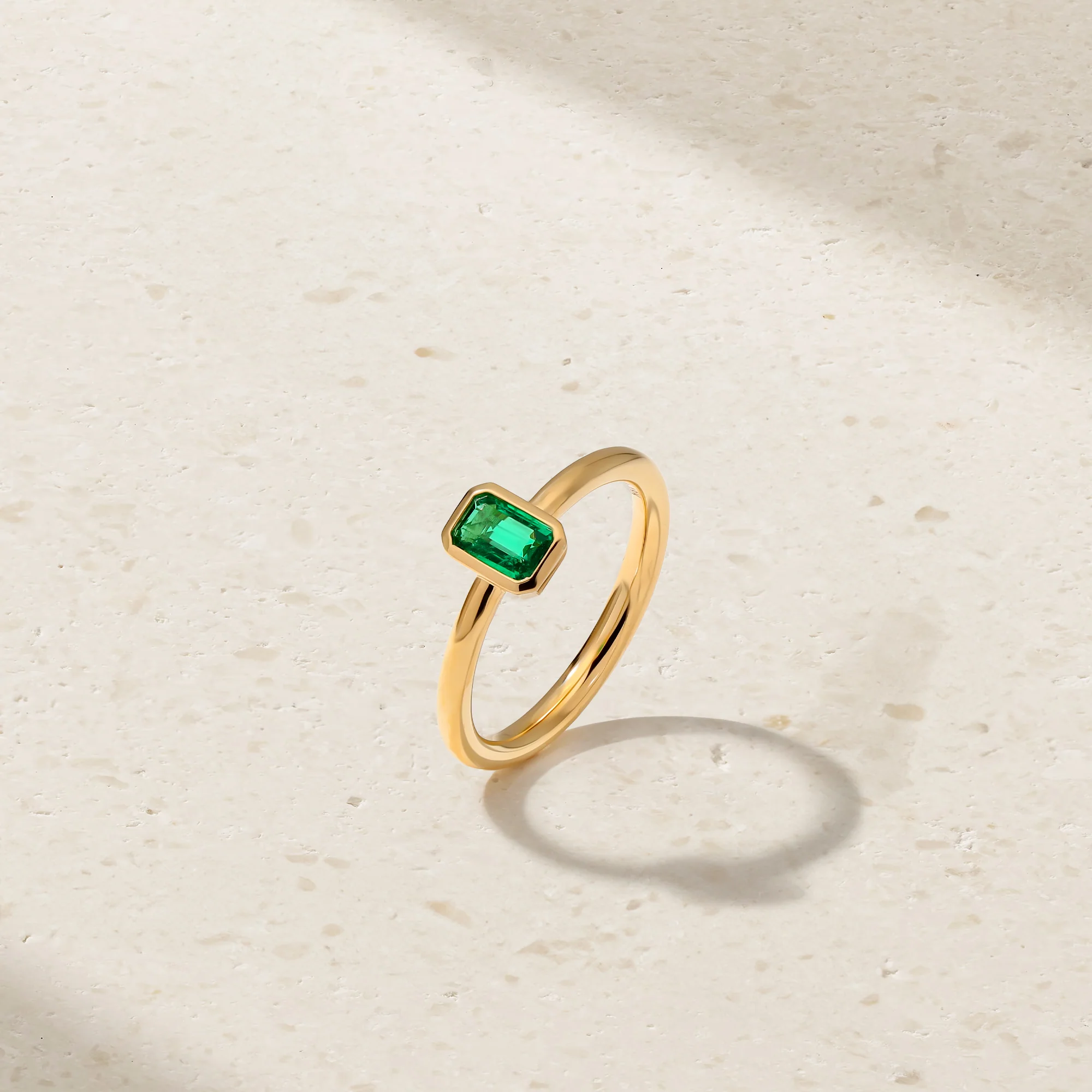 Classic Bezel Solitaire Emerald Ring - Image 2