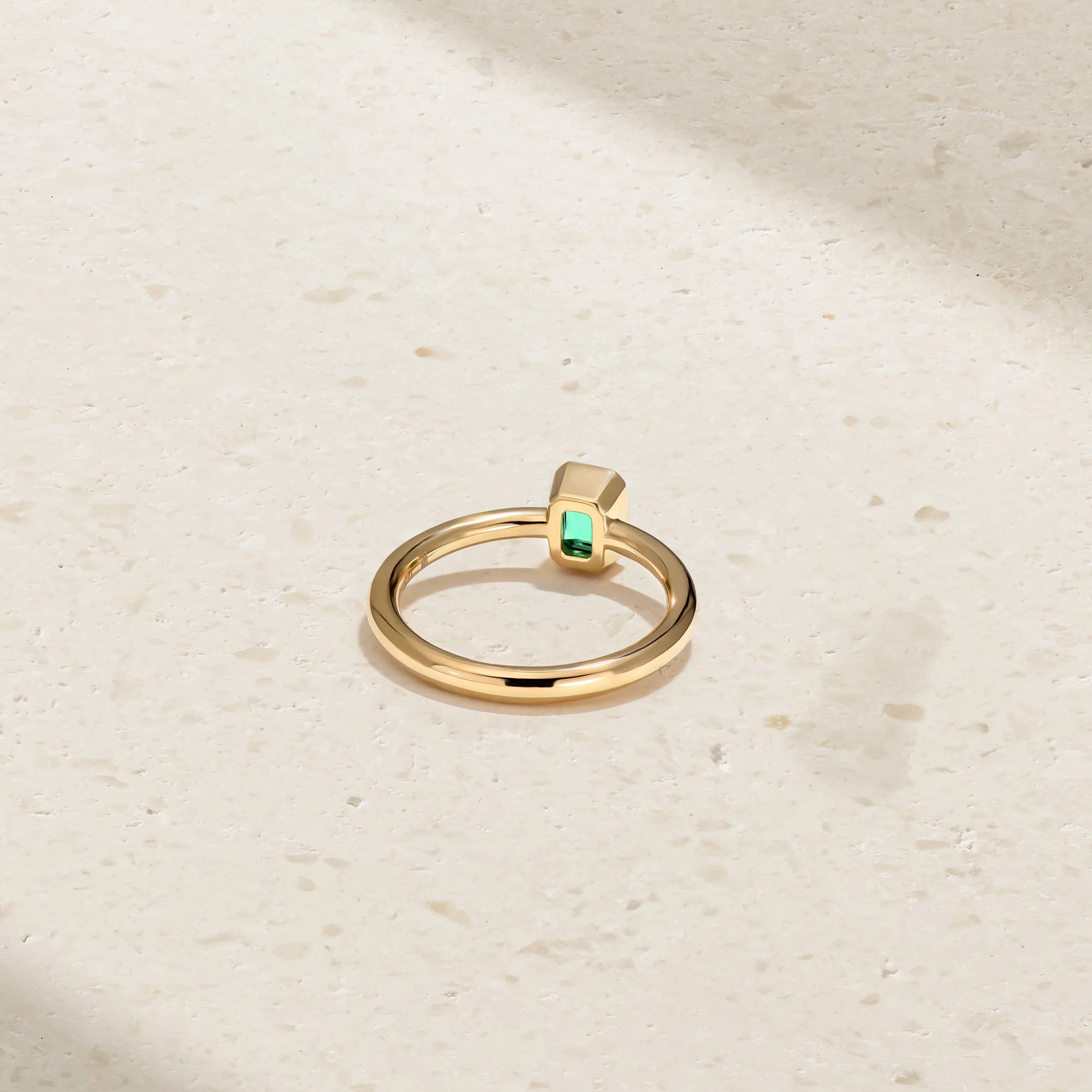 Classic Bezel Solitaire Emerald Ring - Image 3