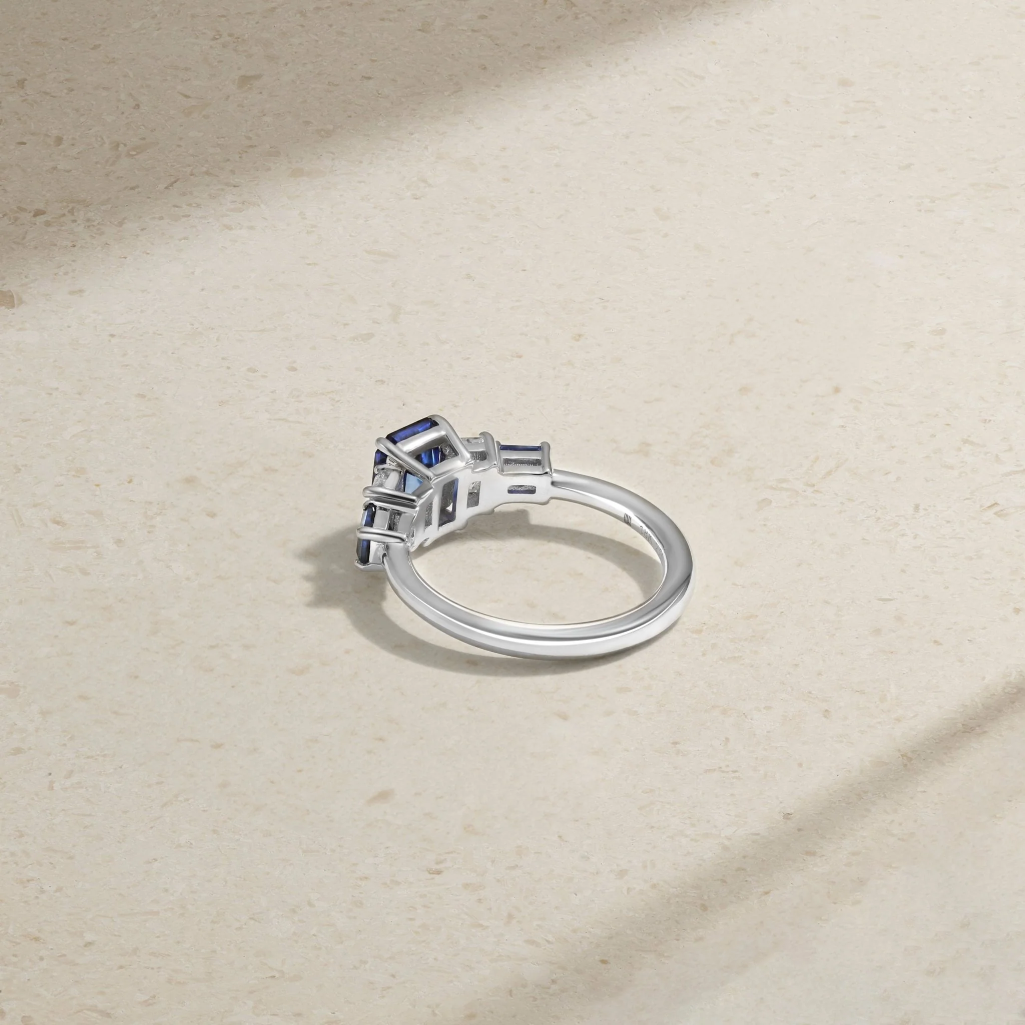 Classic Deco Five Stone Sapphire and Diamond Ring - Image 4