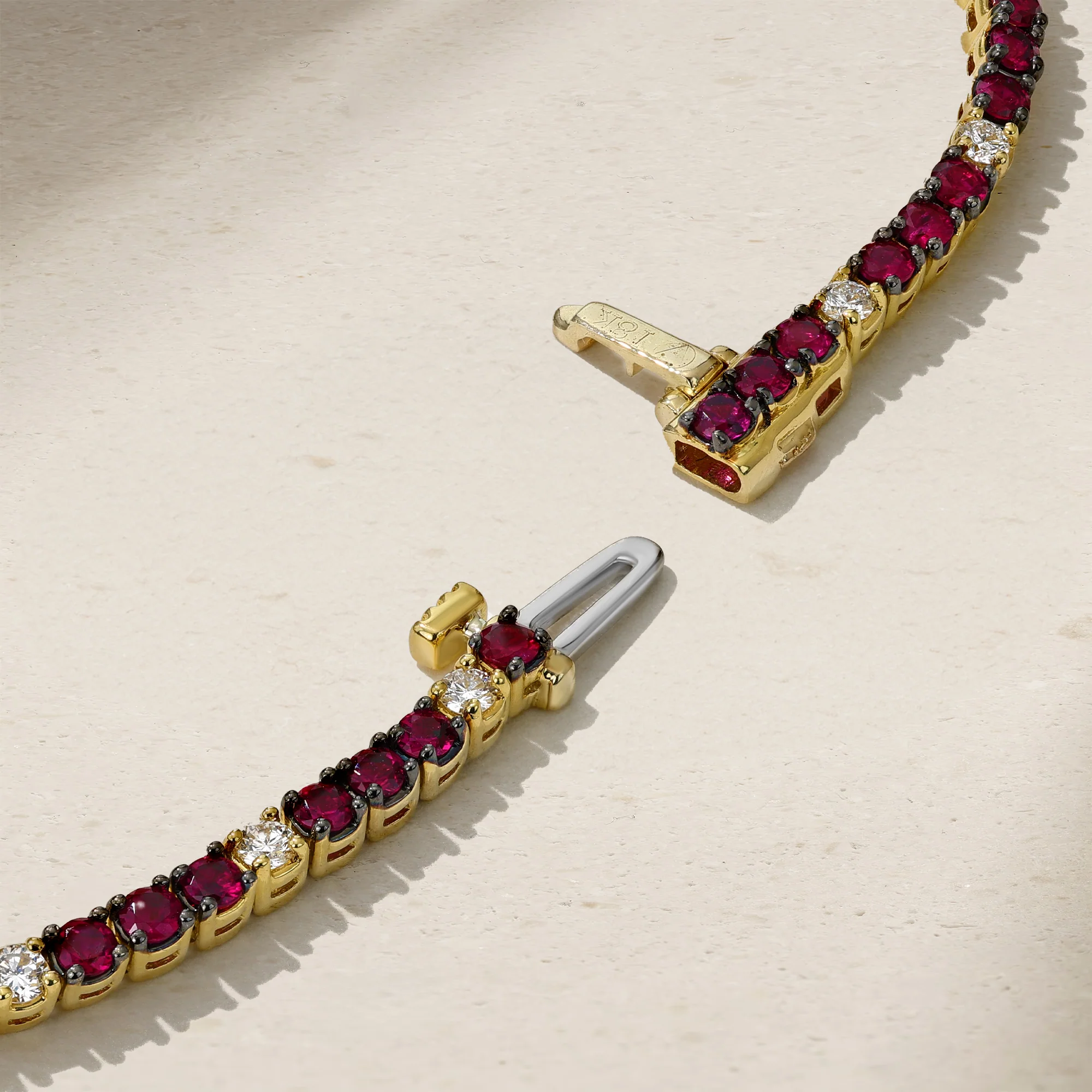 Classic Round Brilliant Ruby and Diamond Tennis Bracelet - Image 3