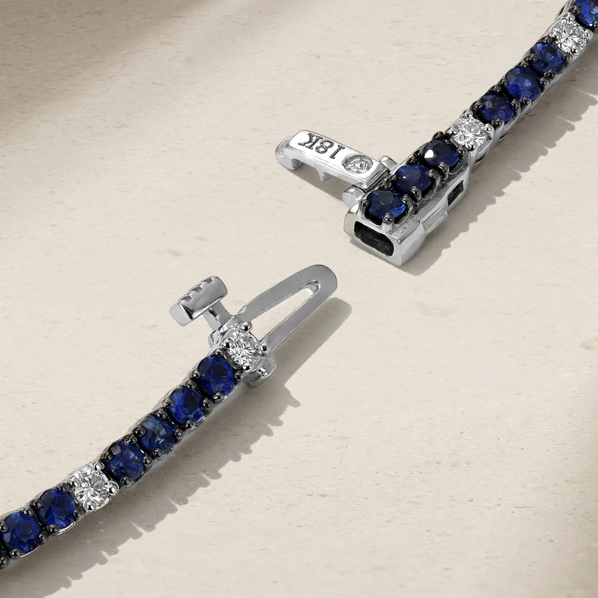 Classic Round Brilliant Sapphire and Diamond Tennis Bracelet - Image 3