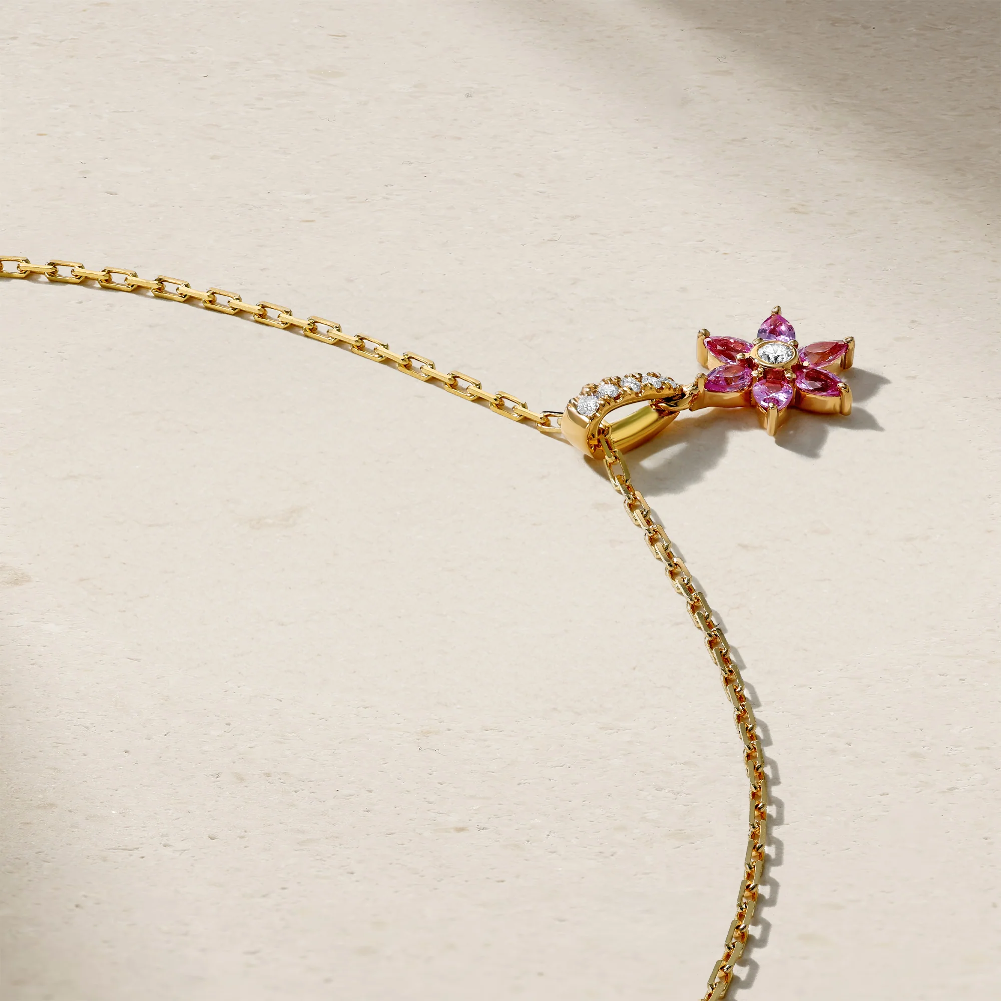 Daffodil Garden Pink Sapphire and Diamond Pendant - Image 2