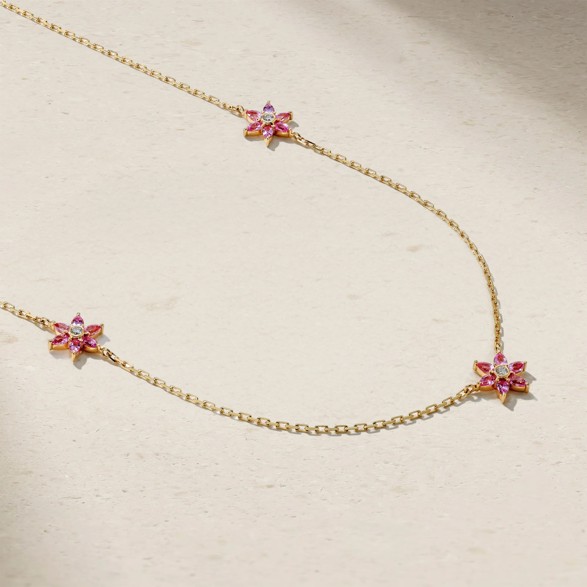 Daffodil Garden Pink Sapphire and Diamond Station Necklace - Image 2