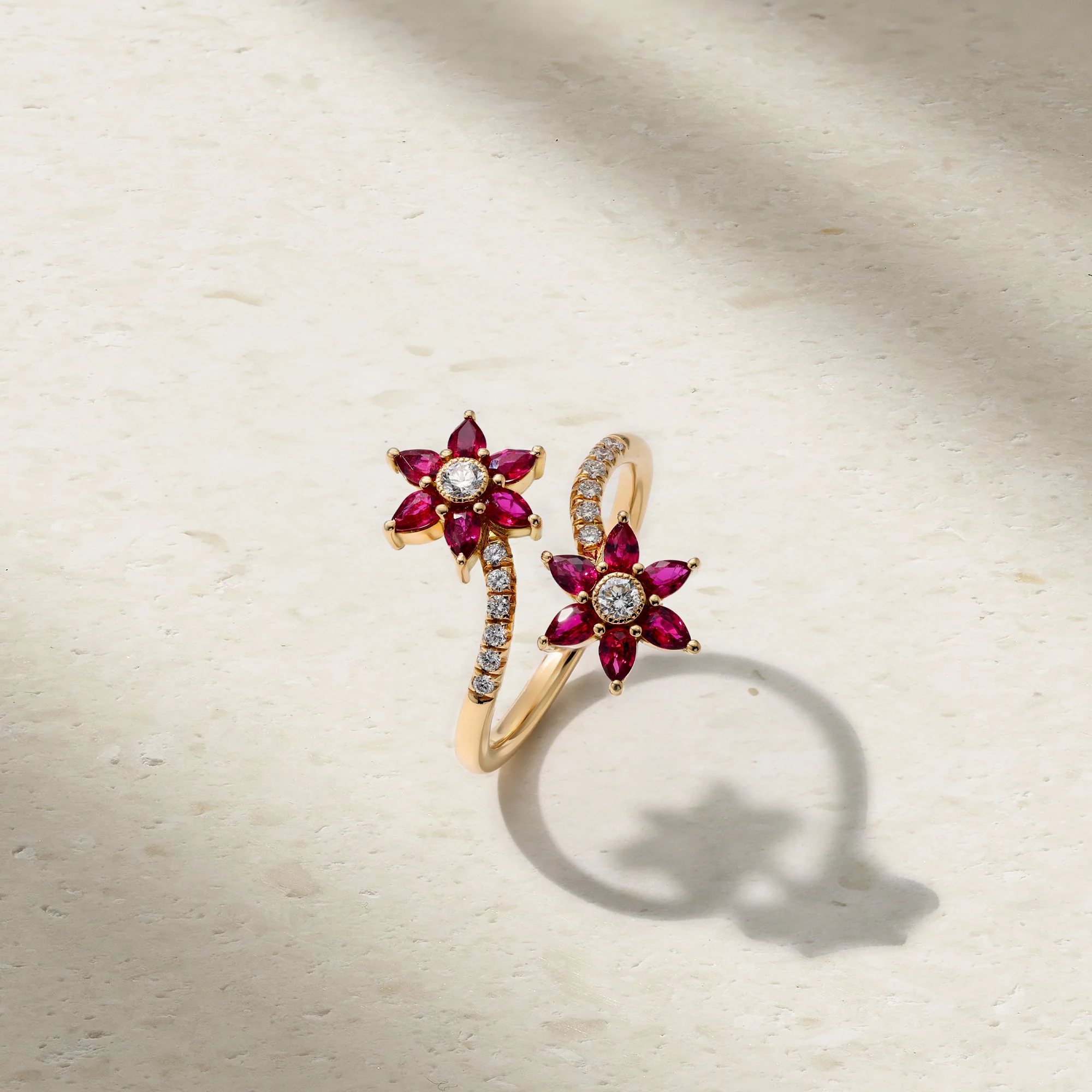 Daffodil Garden Ruby and Diamond Bypass Ring - Image 3
