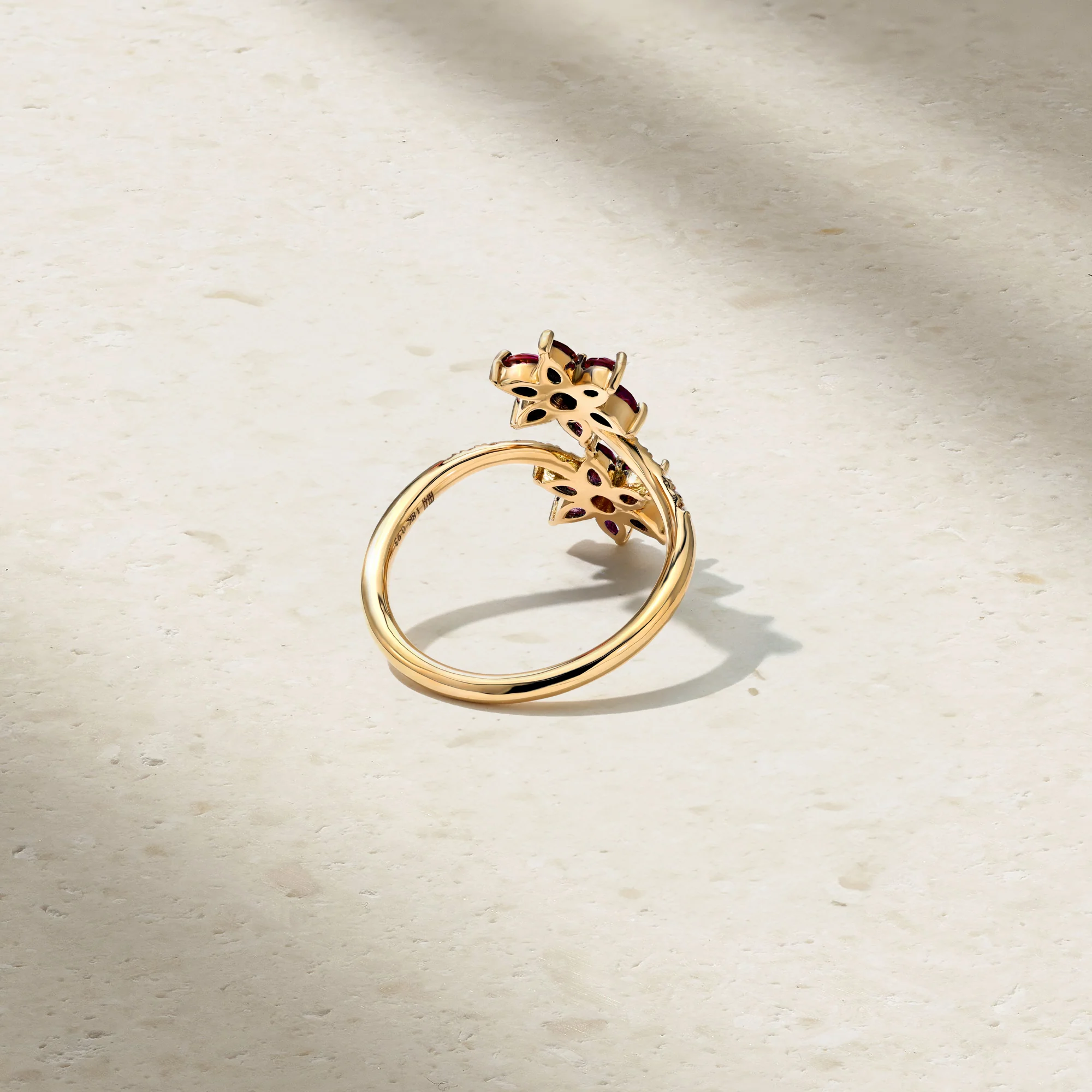 Daffodil Garden Ruby and Diamond Bypass Ring - Image 4