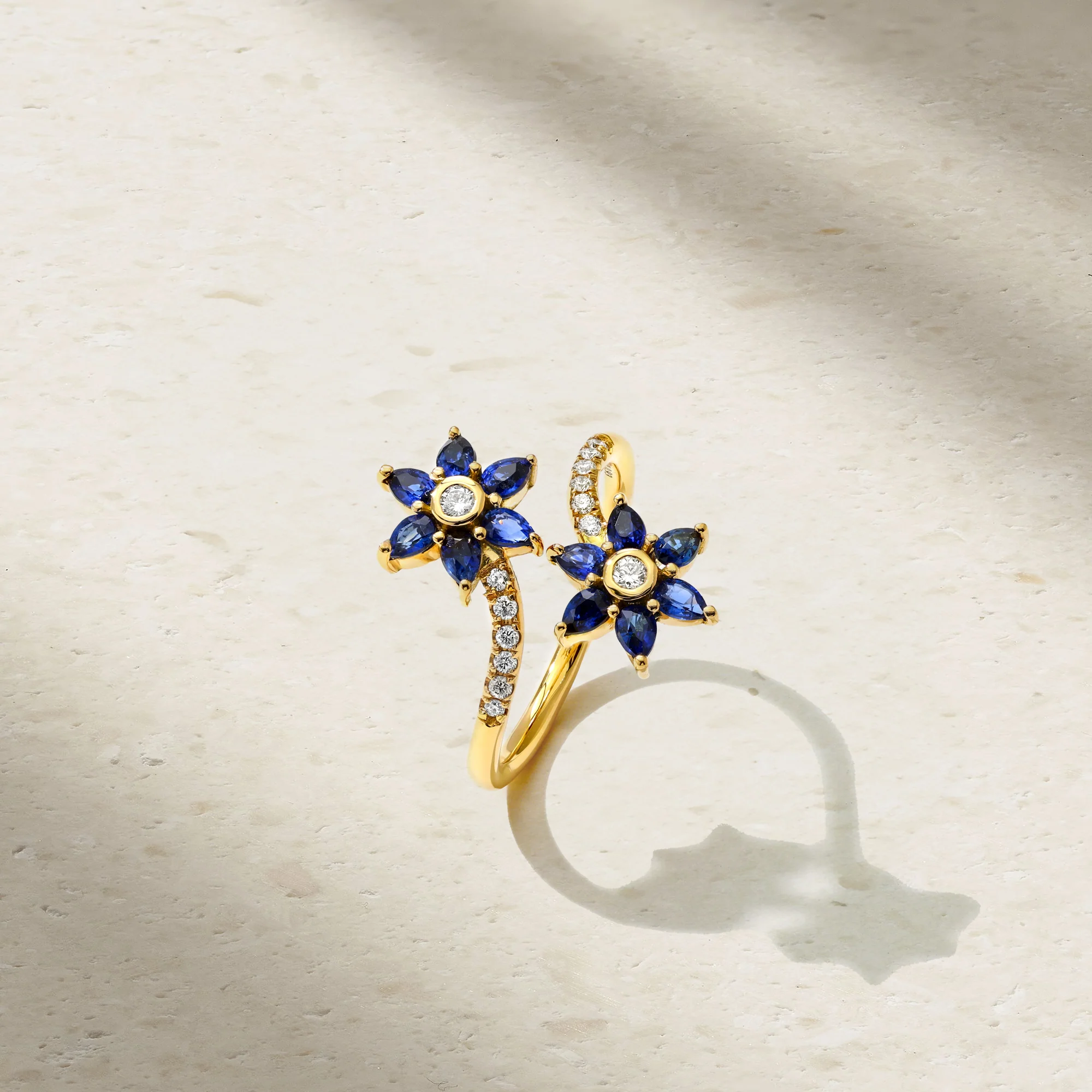 Daffodil Garden Sapphire and Diamond Bypass Ring - Image 2