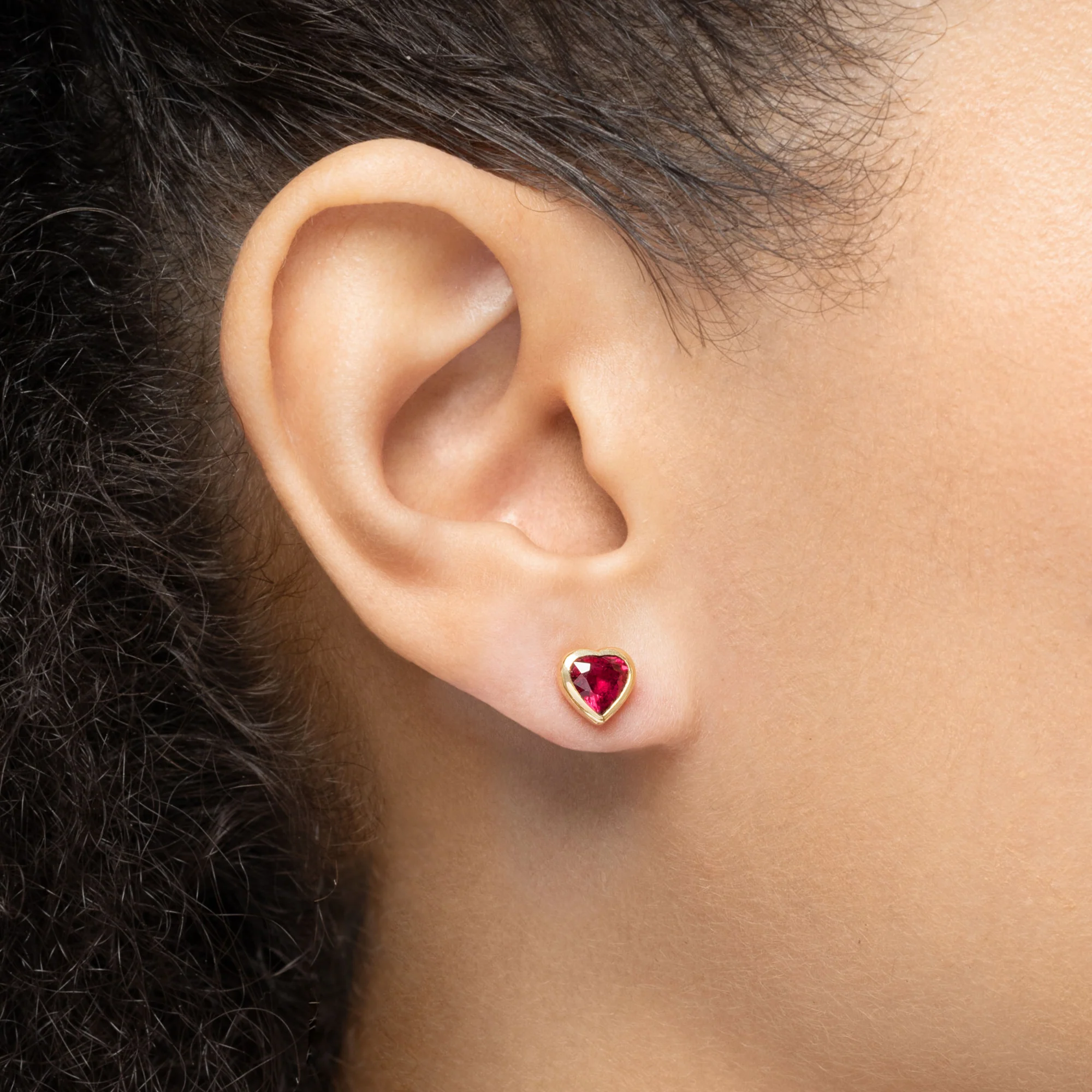 Dilara Bezel Set Ruby Stud Earrings - Image 2
