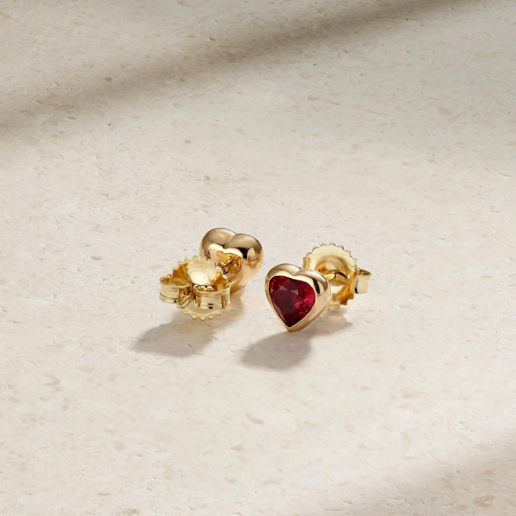 Dilara Bezel Set Ruby Stud Earrings - Image 3