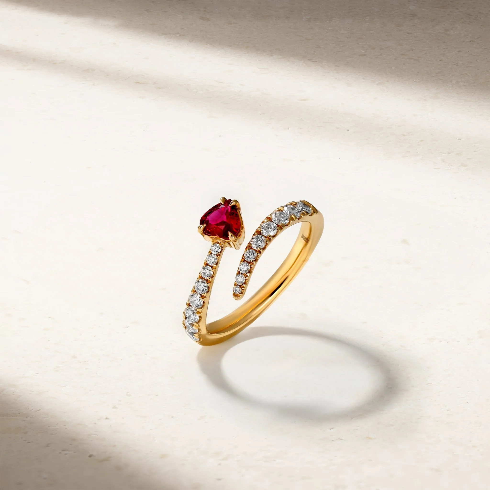 Dilara Ruby and Diamond Coil Ring - Image 3