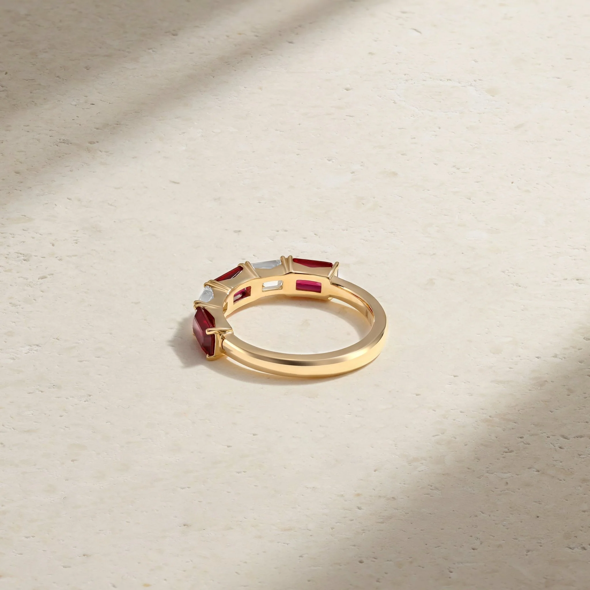 East-West Emerald Cut Ruby and Diamond Band - Image 3