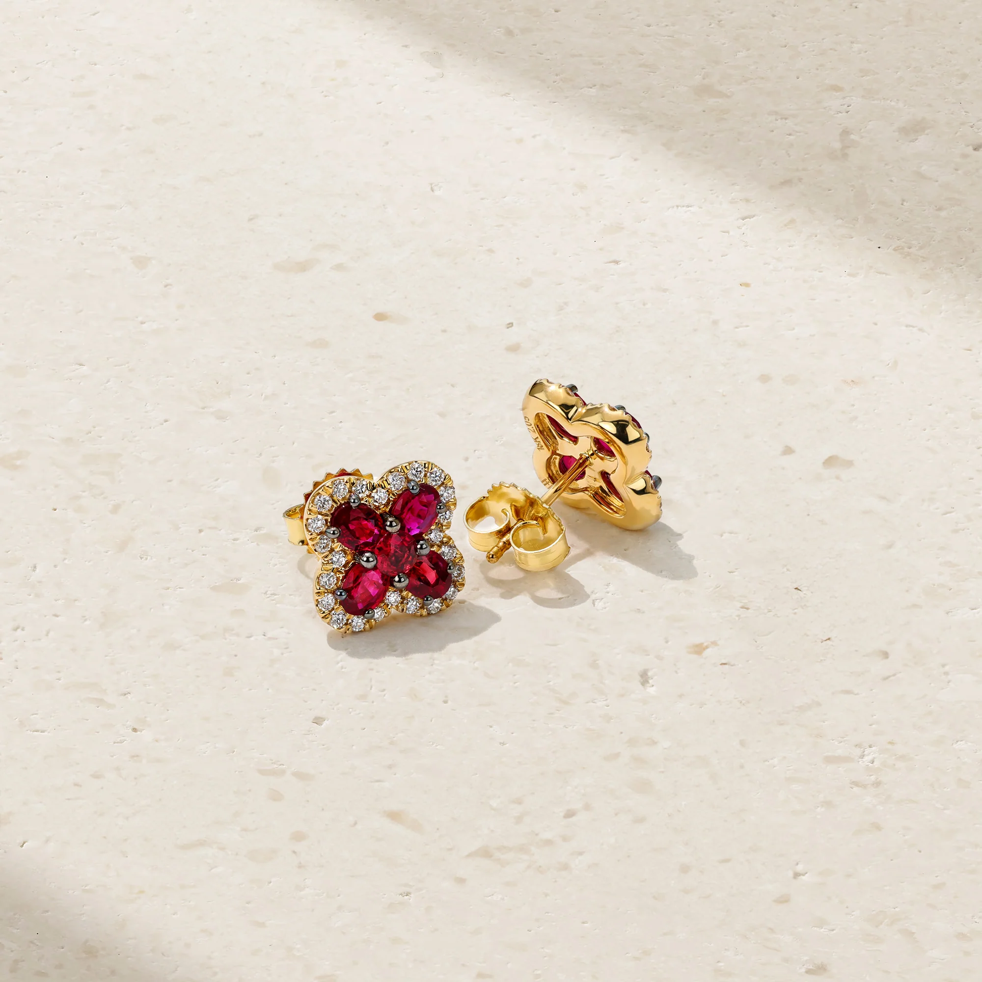 Felicity Ruby and Diamond Stud Earrings - Image 2