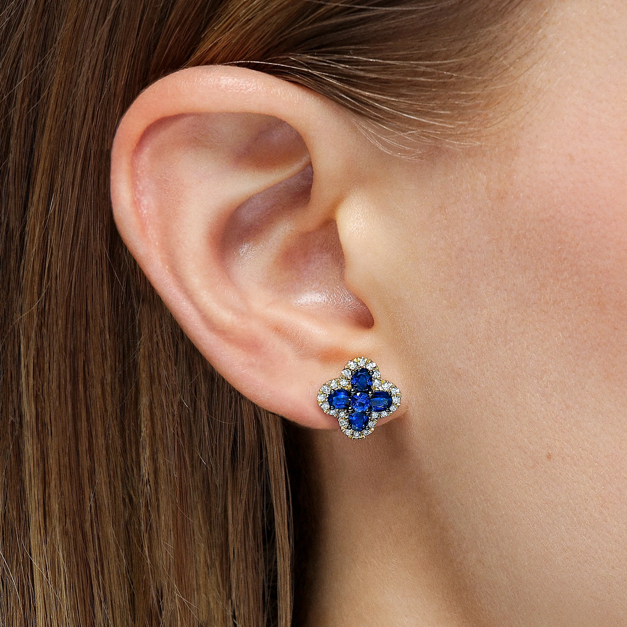 Felicity Sapphire and Diamond Stud Earrings - Image 2