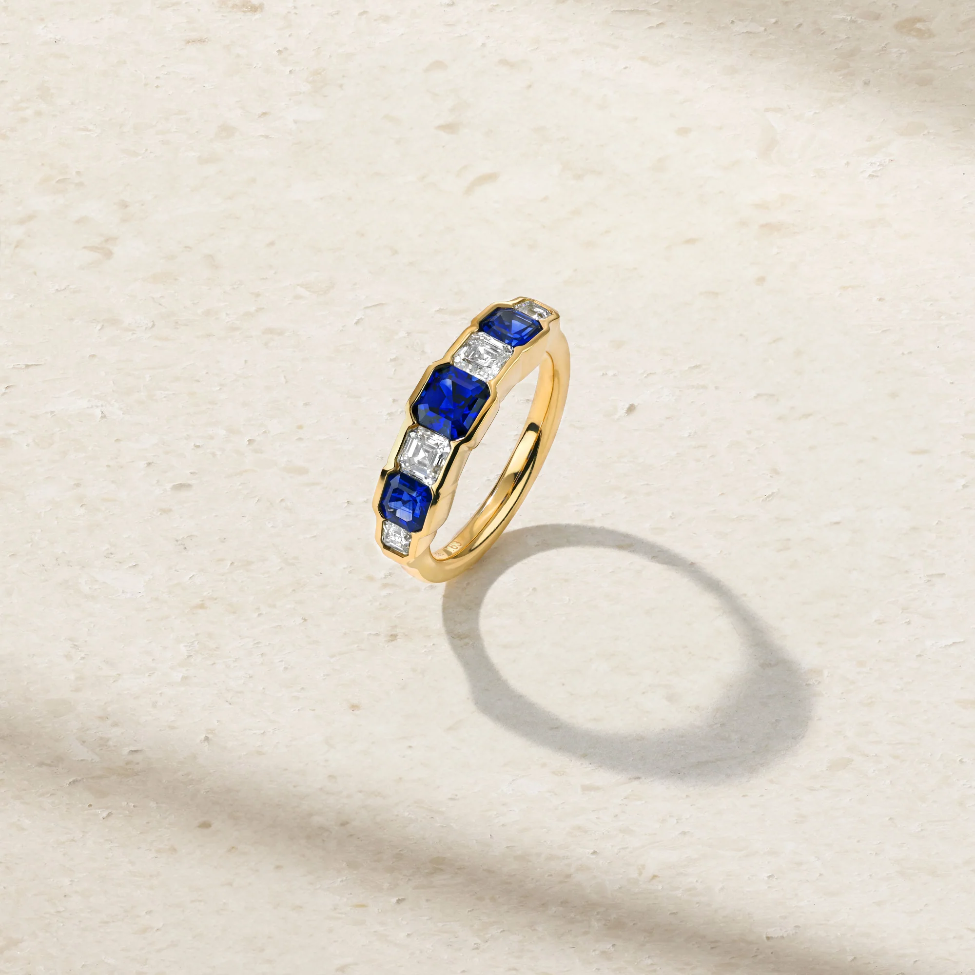 Graduating Asscher Cut Sapphire and Diamond Ring - Image 2