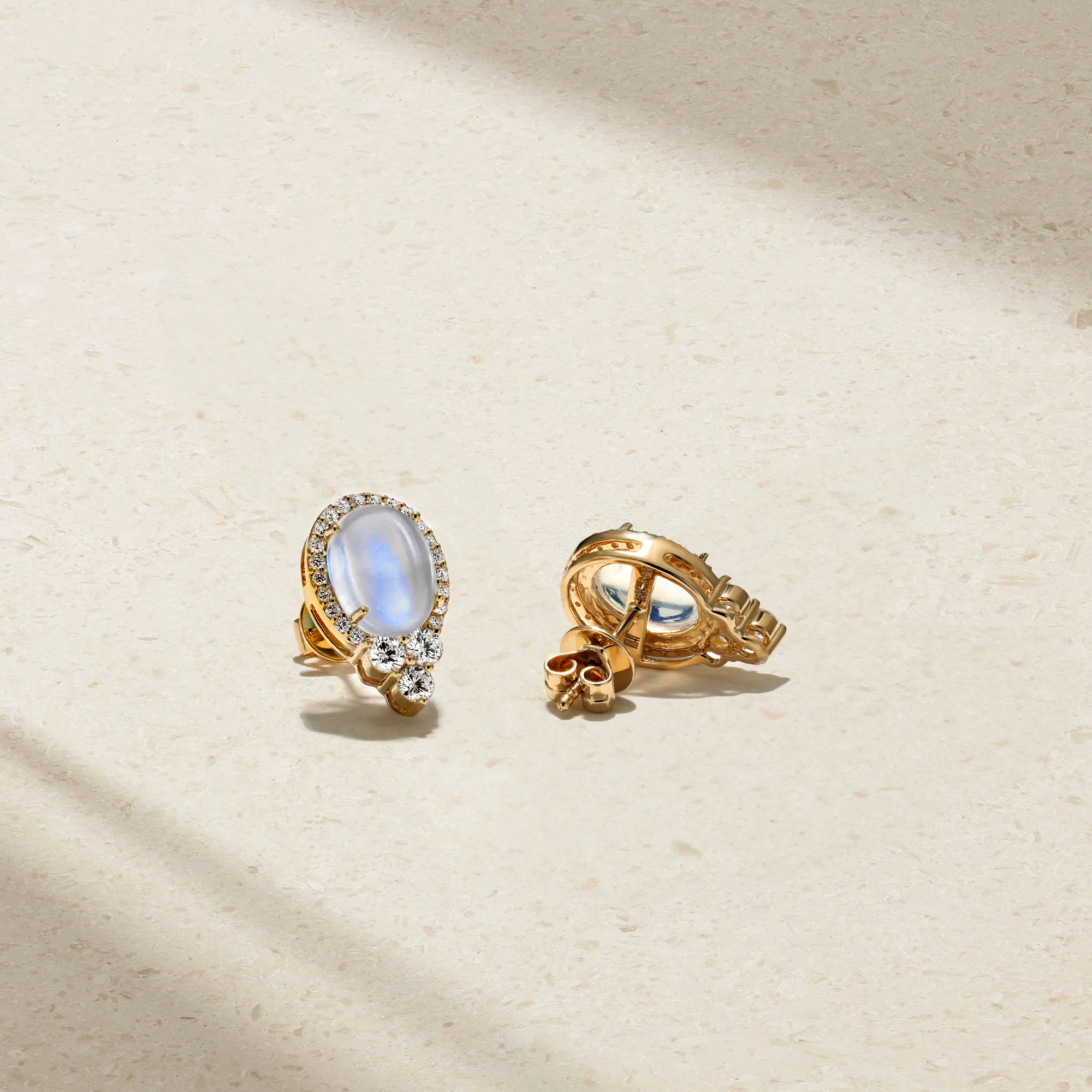 Grapevine Moonstone and Diamond Stud Earrings - Image 3