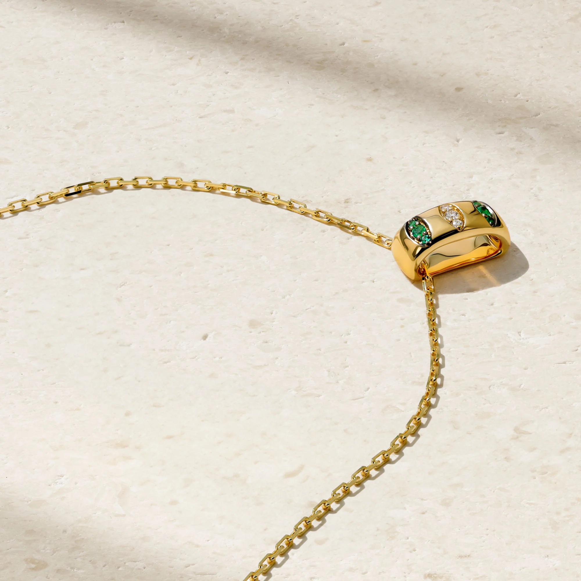 Guardian Pavé Emerald Barrel Pendant - Image 2