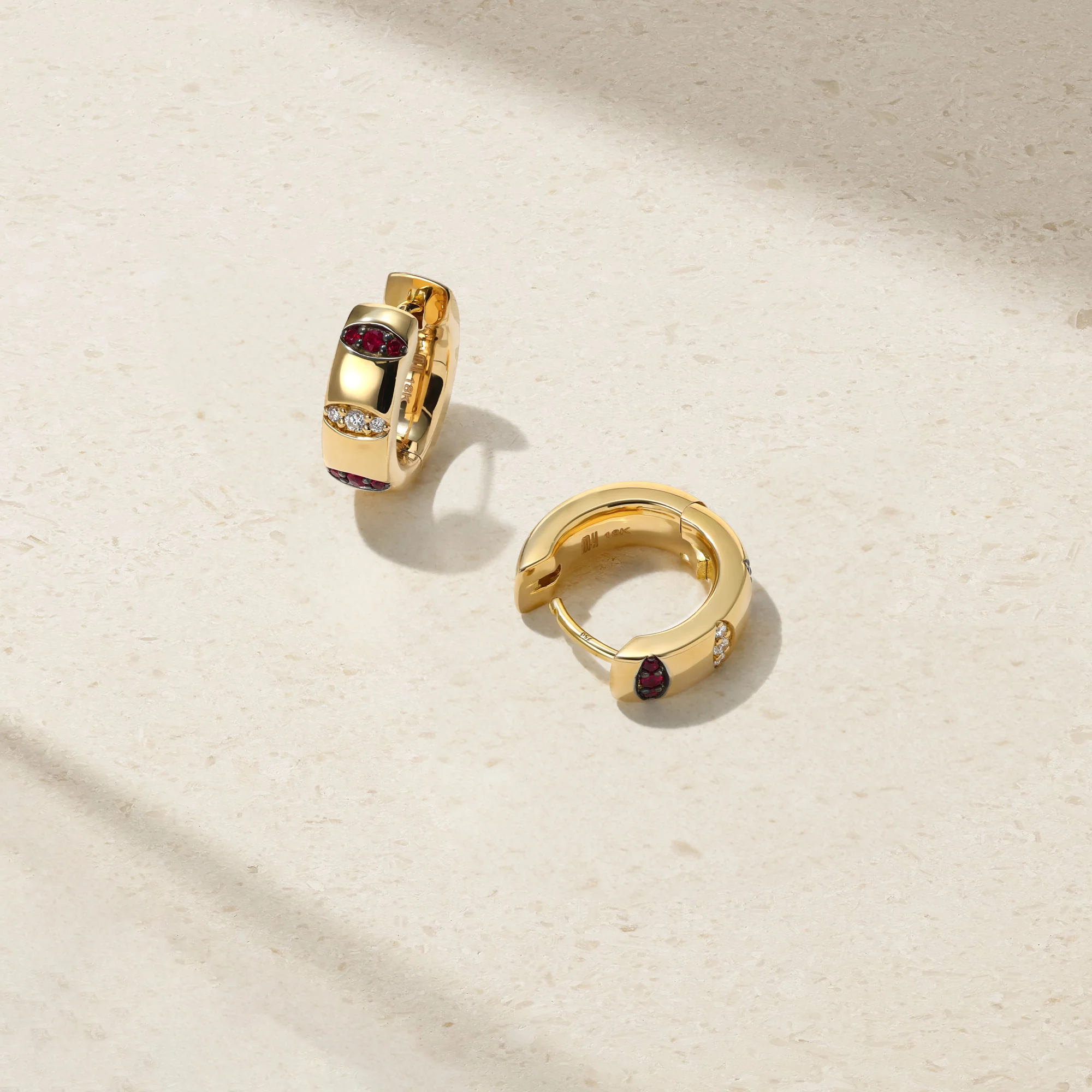 Guardian Pavé Ruby Huggie Earrings - Image 2