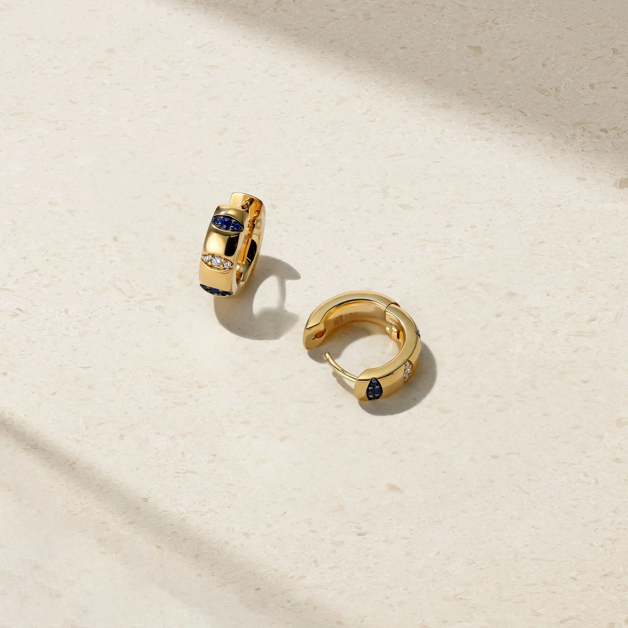 Guardian Pavé Sapphire Huggie Earrings - Image 2