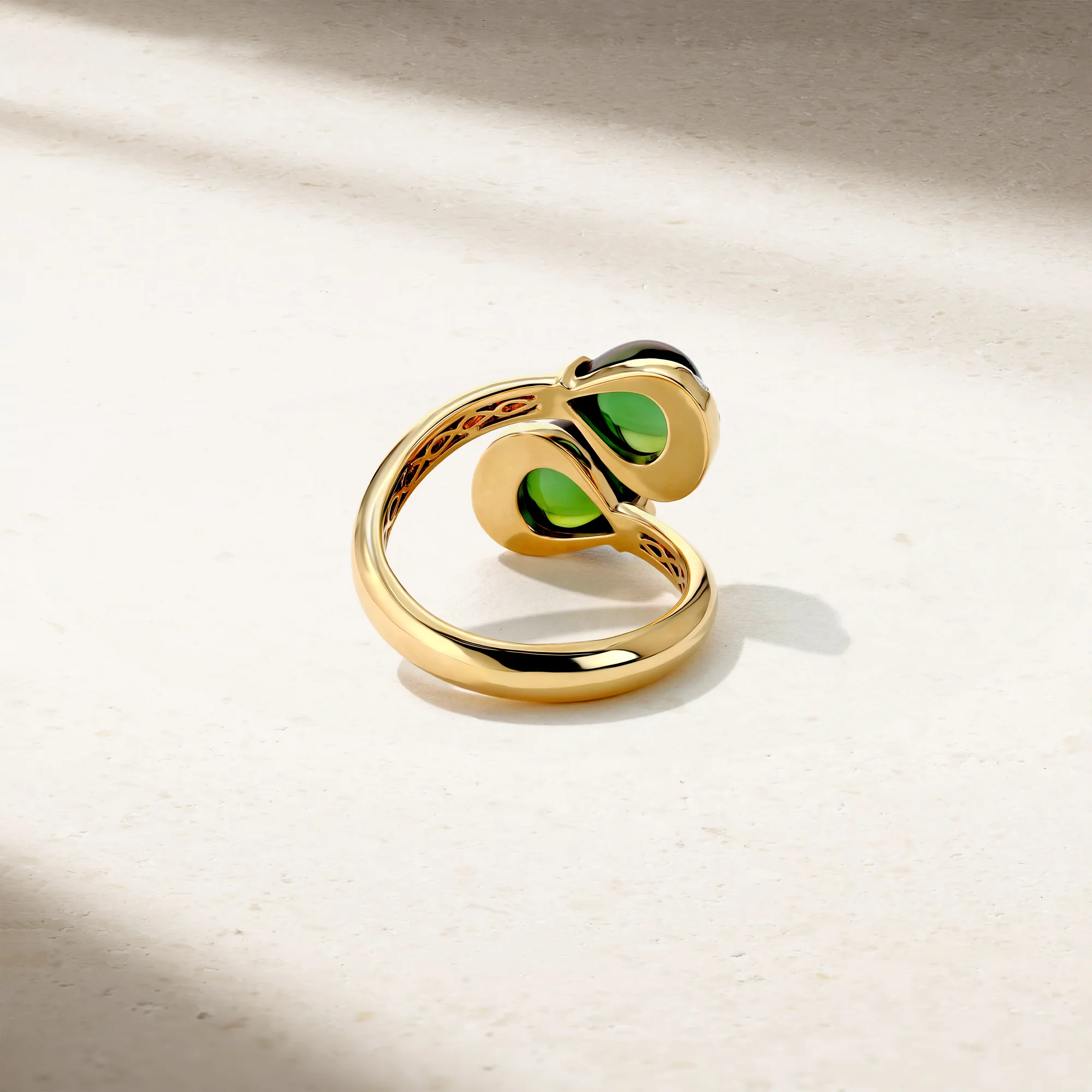 Gumdrop Green Tourmaline Open Bypass Ring - Image 3